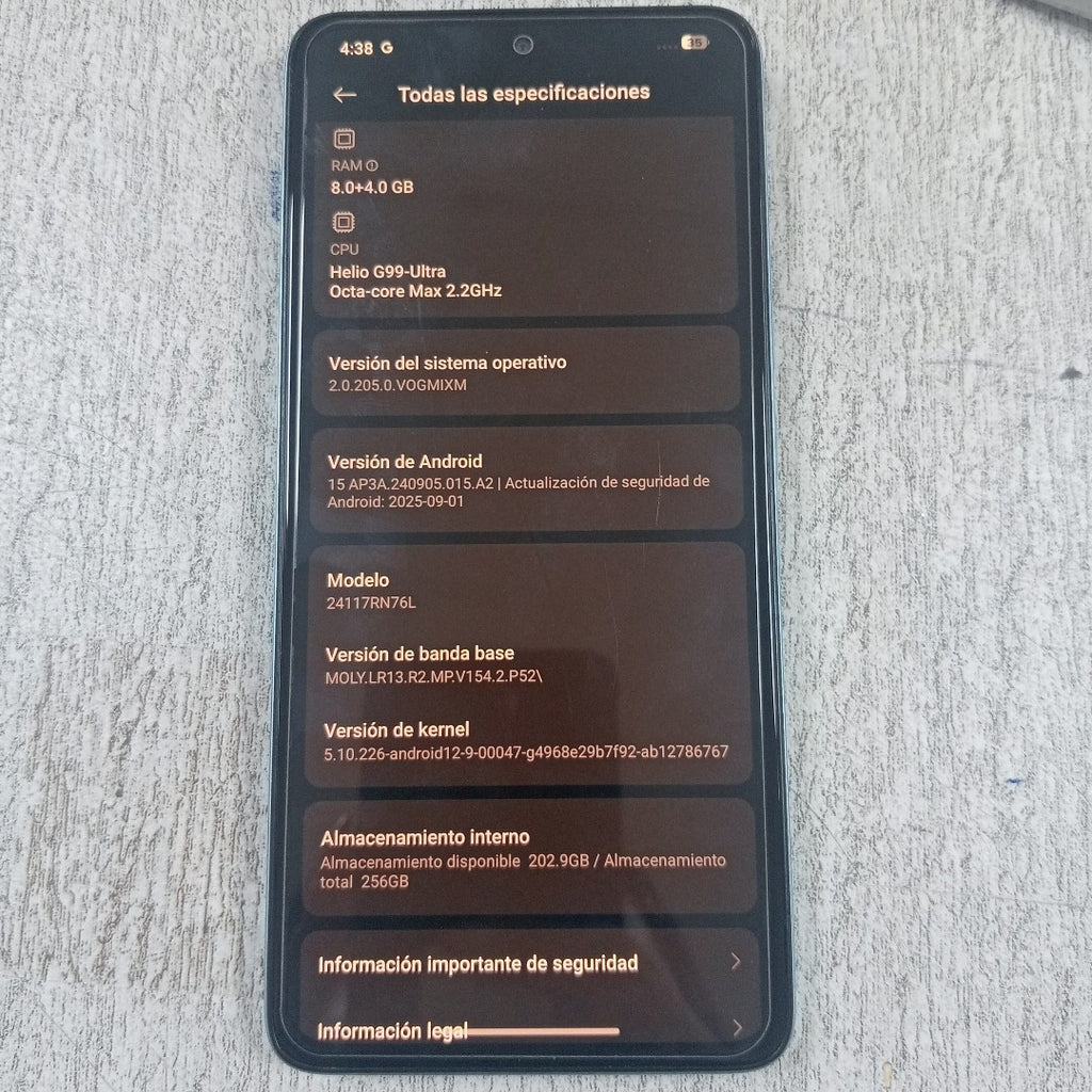 CELULAR XIAOMI REDMI NOTE 14 24117RN76L (2025) 256 GB 8 GB RAM (SEMINUEVO)