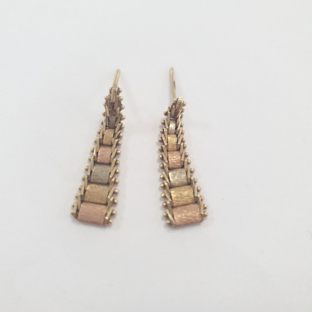 ARETES PAR. ORO, ORO COMBINADO. 14 K 2 GRMS (SEMINUEVO)