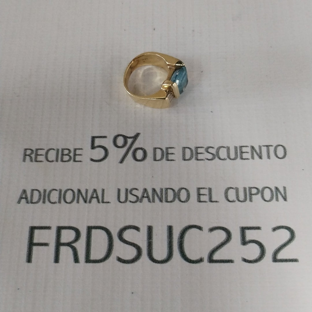 K1 13,40 GRMS 14 K ESPECIFICACIONES COMPLEMENTARIAS ANILLO CON PIEDRA AZUL Y DI (SEMINUEVO)