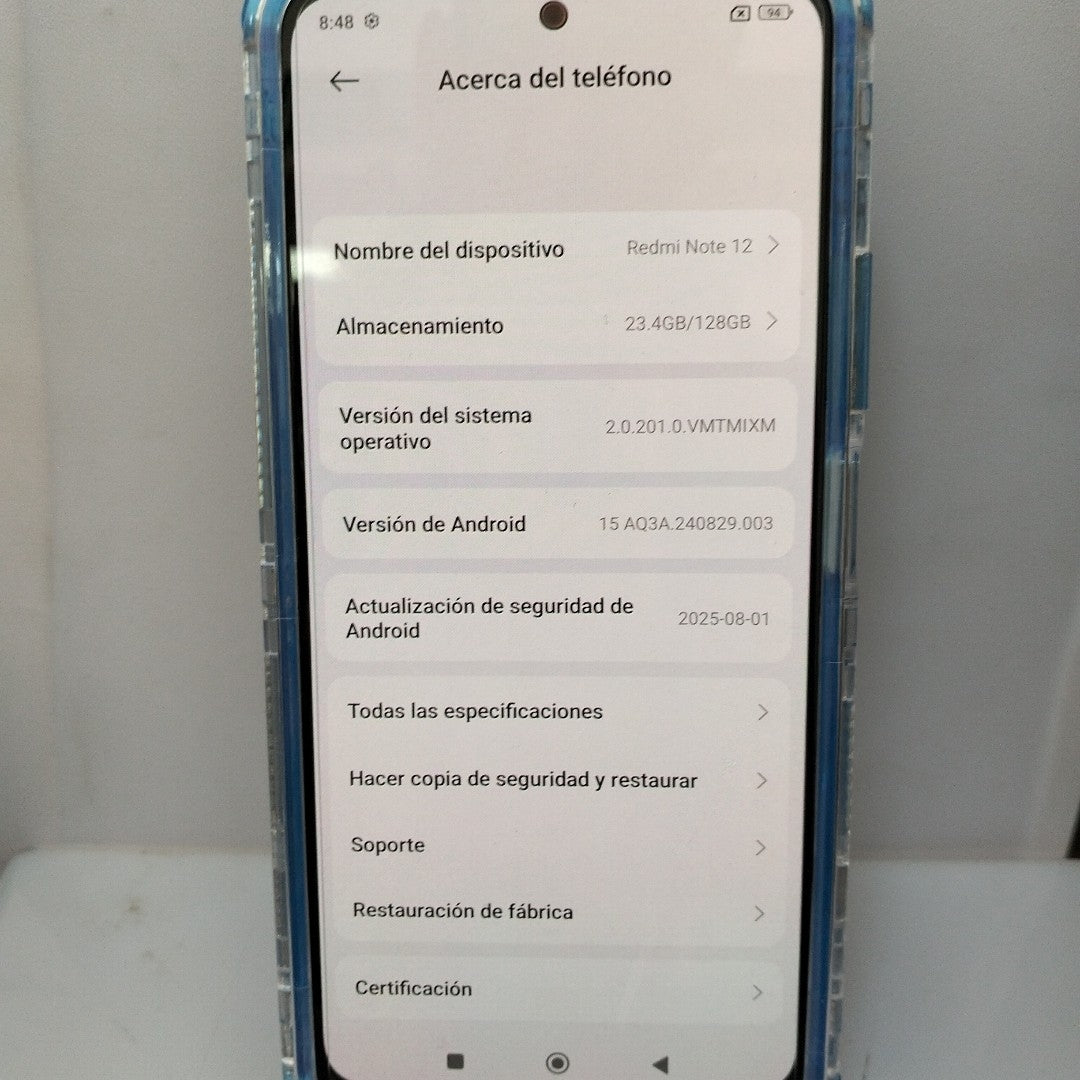 CELULAR XIAOMI REDMI NOTE 12 23028RA60L 128 GB 6 GB RAM (SEMINUEVO)