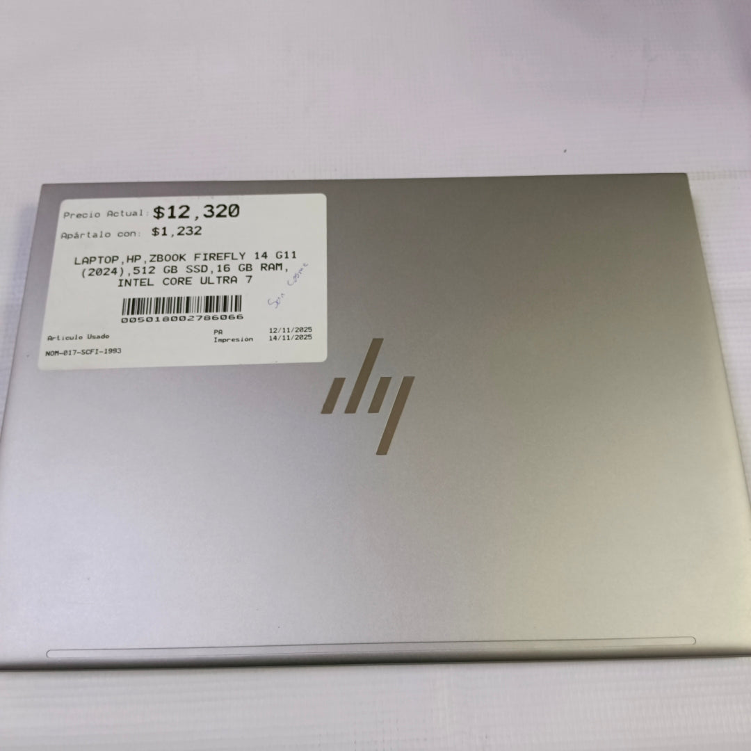 LAPTOP HP ZBOOK FIREFLY 14 G11 (2024) 512 GB SSD 16 GB RAM (SEMINUEVO)