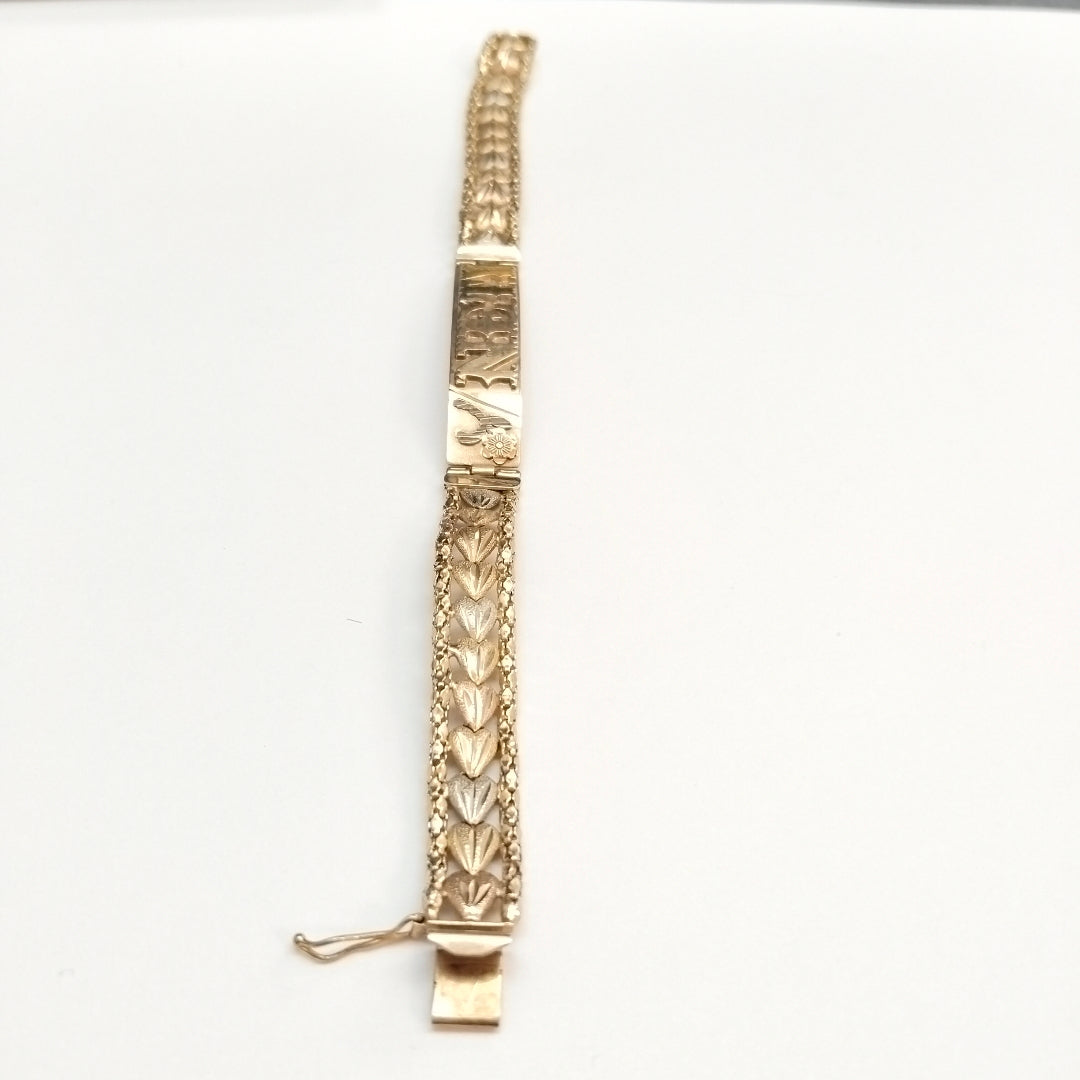 K1 16,10 GRMS 14 K ESPECIFICACIONES COMPLEMENTARIAS ESCLAVA TEJIDO ESPECIAL, OR (SEMINUEVO)