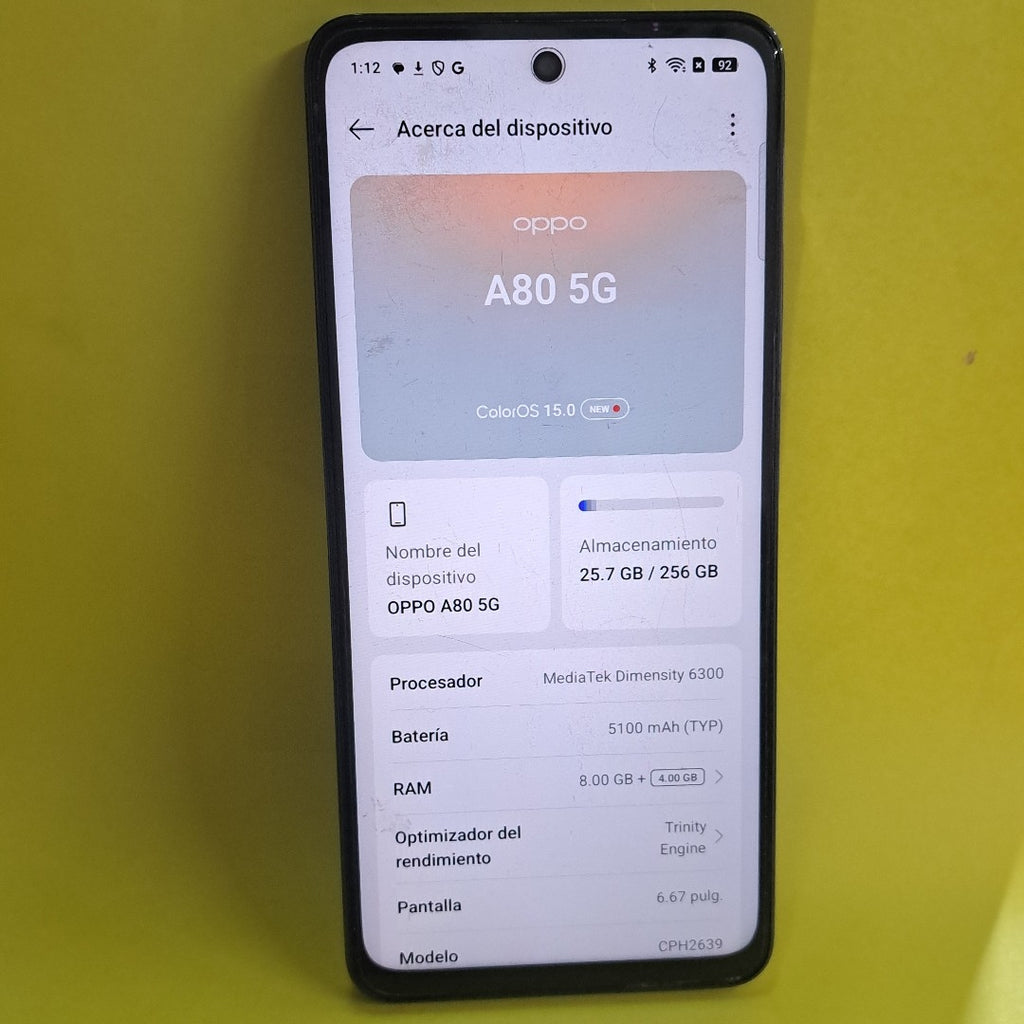 CELULAR OPPO  A80 5G CPH2639 (2024) 256 GB 8 GB RAM (SEMINUEVO)