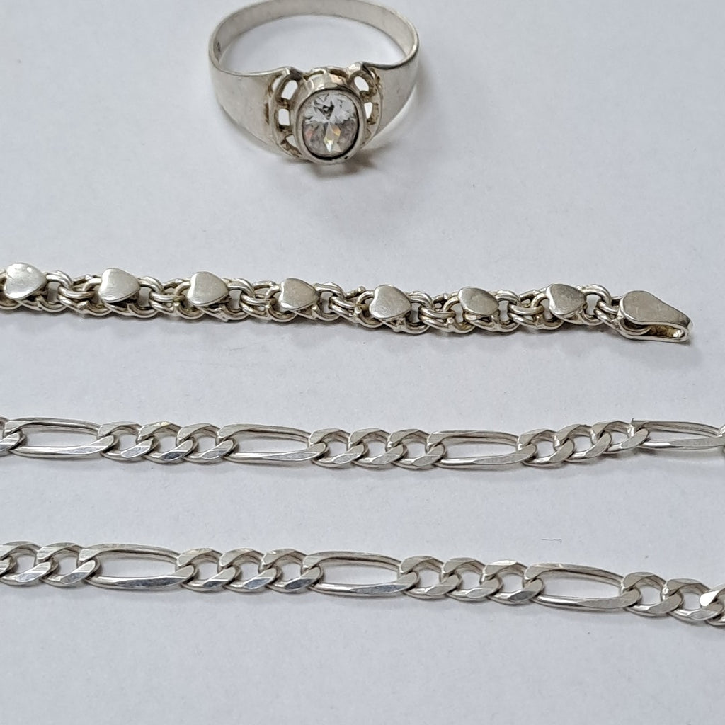 ANILLO, CADENA, ESCLAVA PLATA 24.4 GRMS (SEMINUEVO)