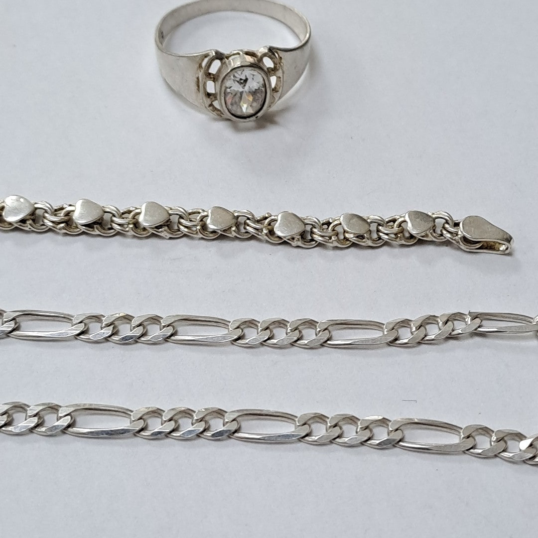 ANILLO, CADENA, ESCLAVA PLATA 24.4 GRMS (SEMINUEVO)