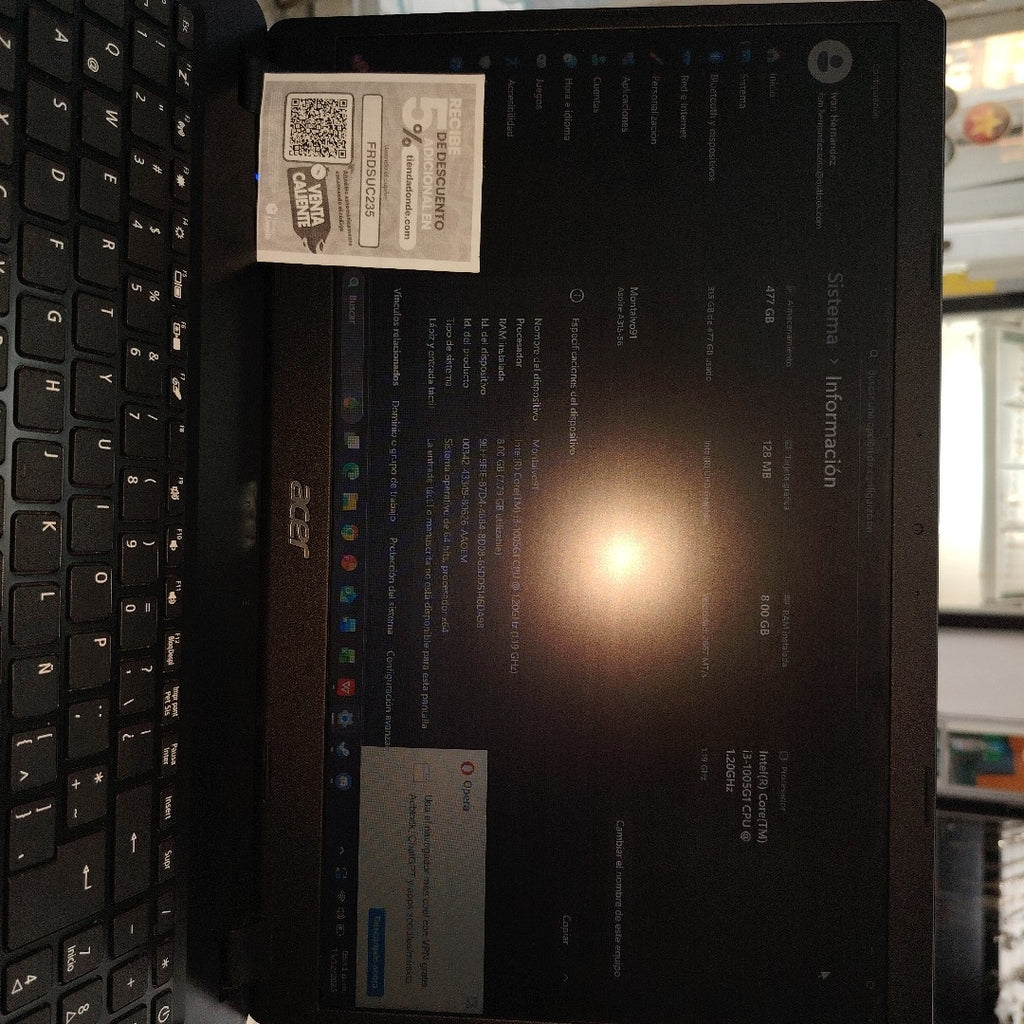 LAPTOP ACER ASPIRE 3 A315-56-353V (2023) 512 GB SSD 8 GB RAM (SEMINUEVO)