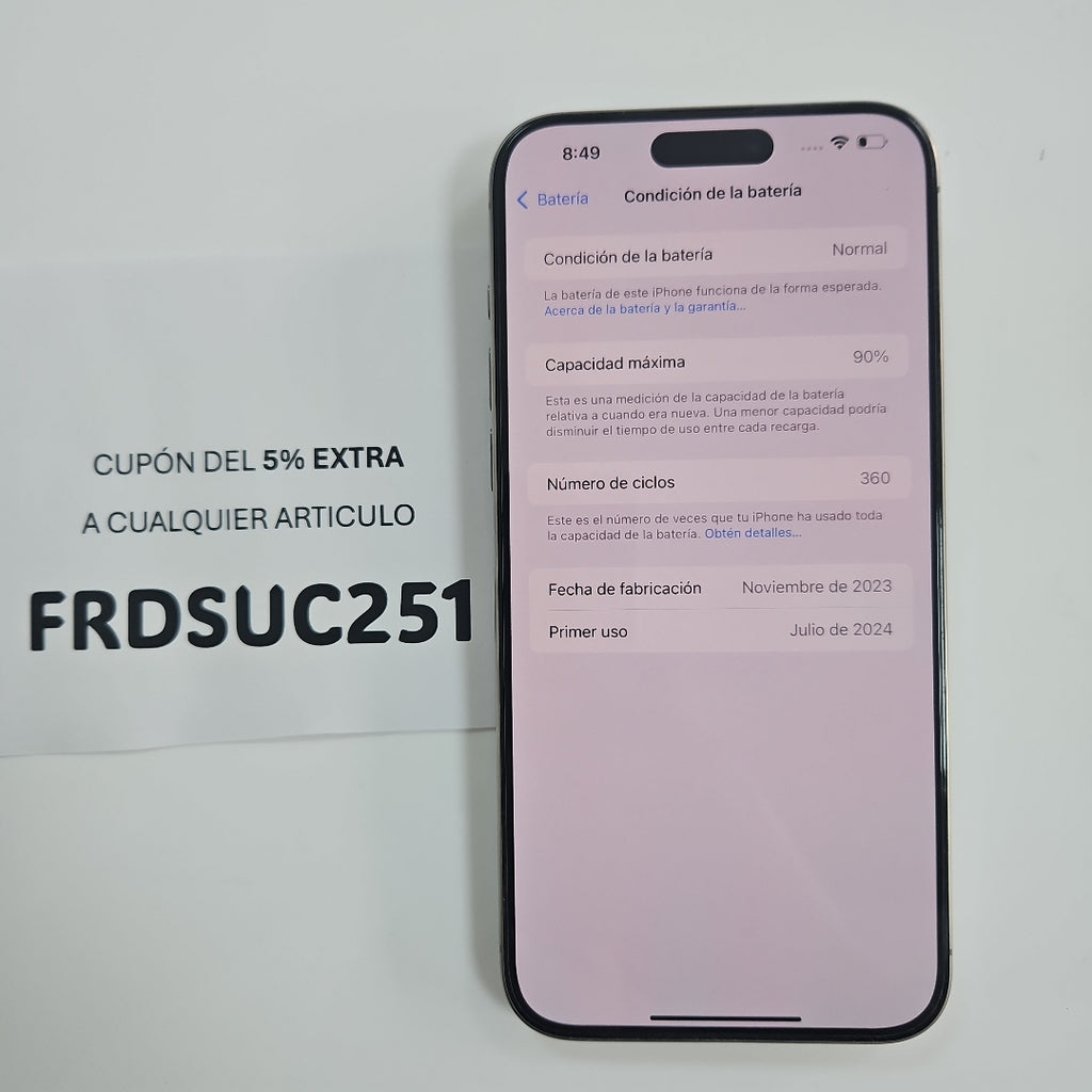 CELULAR APPLE IPHONE 15 PRO MAX A3105 (2023) 512 GB 8 GB RAM (SEMINUEVO)