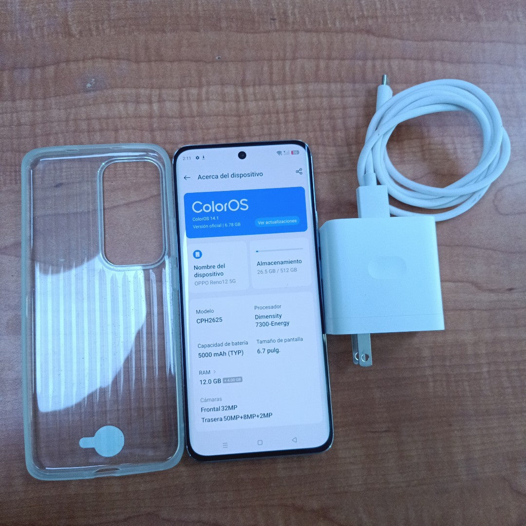 CELULAR OPPO   RENO12 5G CPH2625 (2024) 512 GB 12 GB RAM (SEMINUEVO)