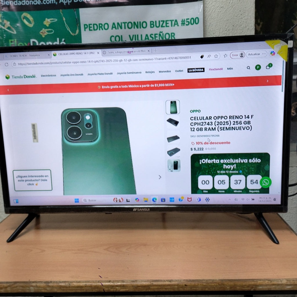 PANTALLA SANSUI SMX32T1H (2022) 32" LED HD (SEMINUEVO)
