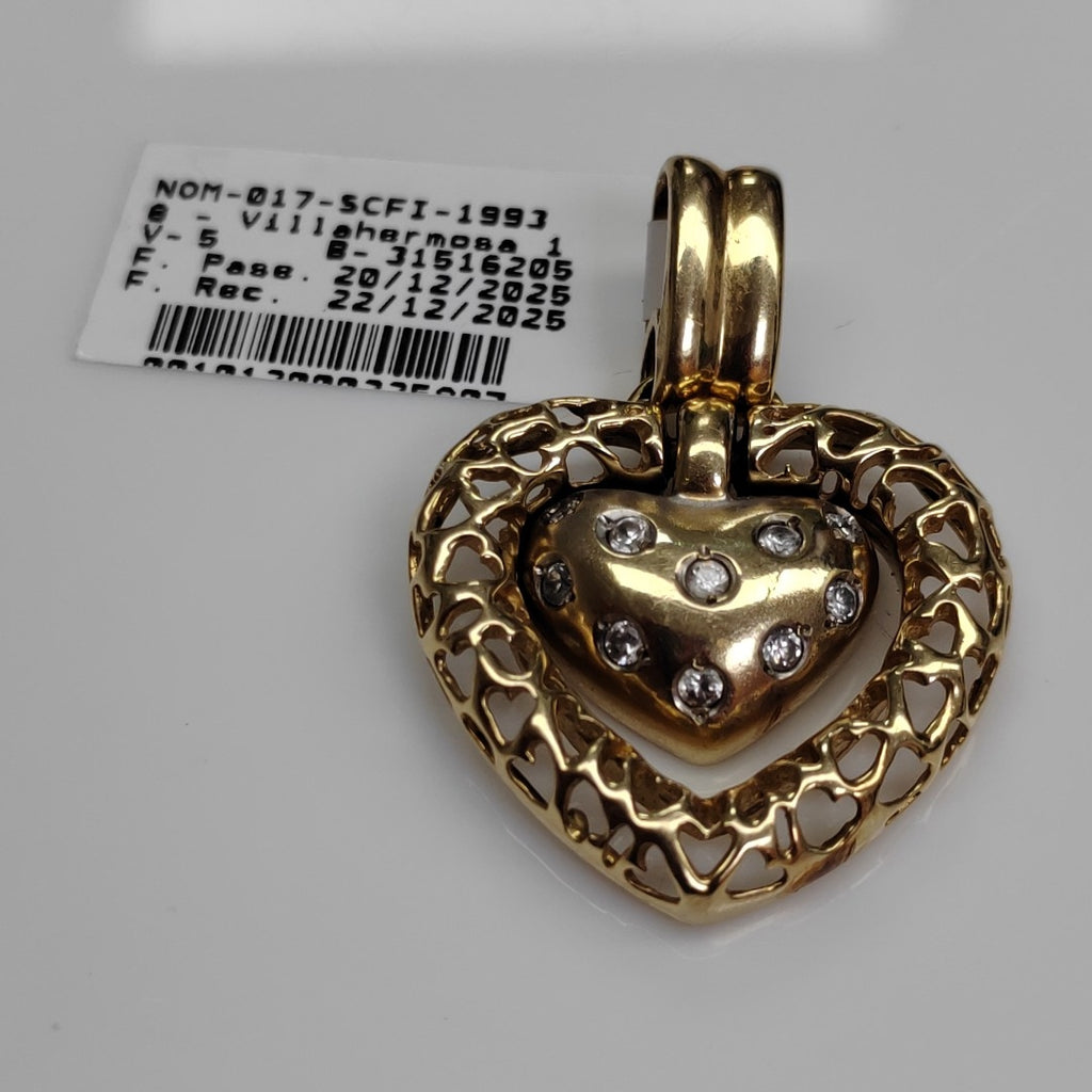 K1 9,30 GRMS 14 K ESPECIFICACIONES COMPLEMENTARIAS DIJE MOTIVO CORAZON CIR (SEMINUEVO)