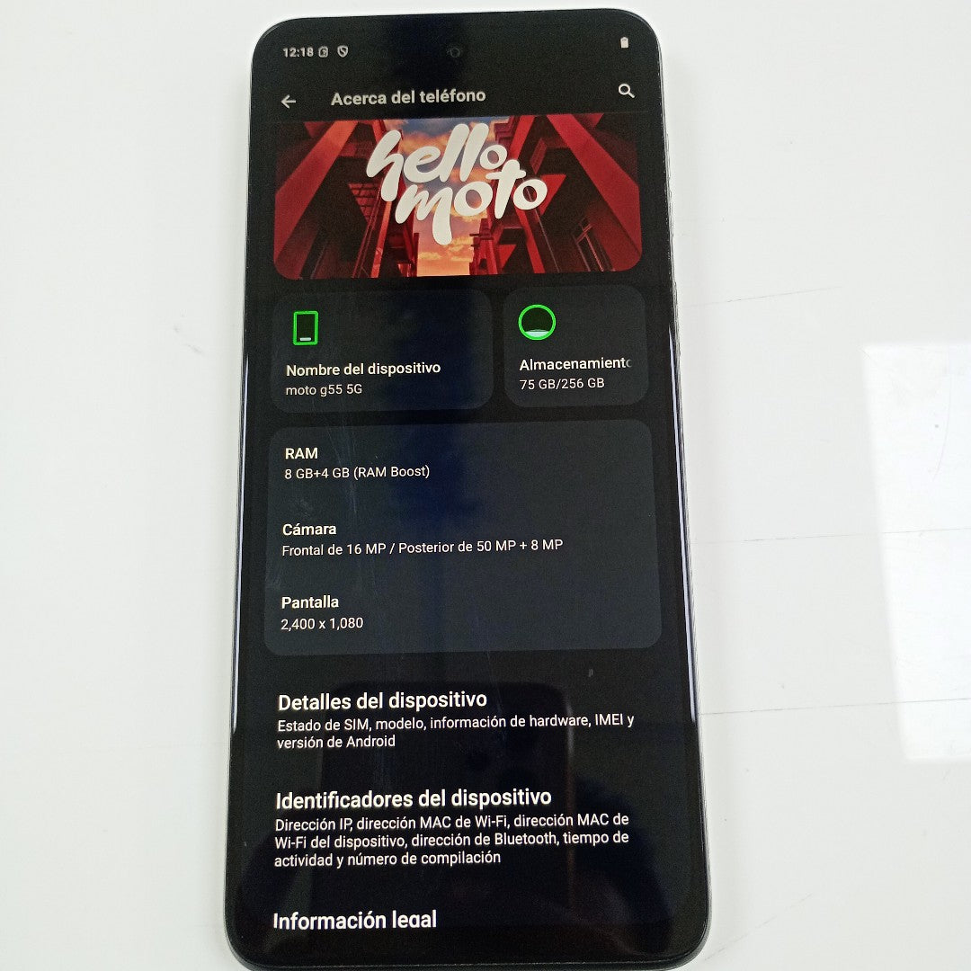 CELULAR MOTOROLA MOTO G55 5G XT2435-1(2024) 256 GB 8 GB RAM (SEMINUEVO)