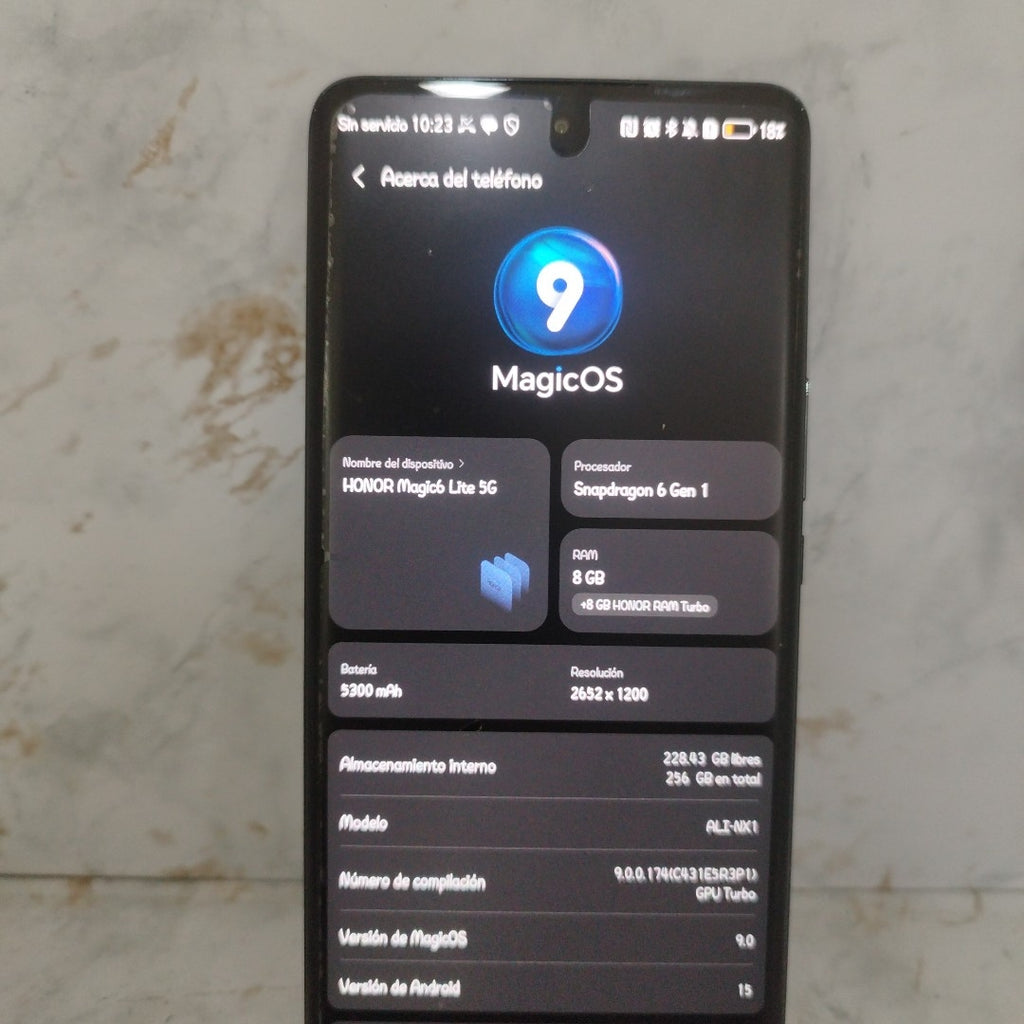 CELULAR HONOR MAGIC6 LITE 5G ALI-NX1 (2023) 256 GB 8 GB RAM (SEMINUEVO)