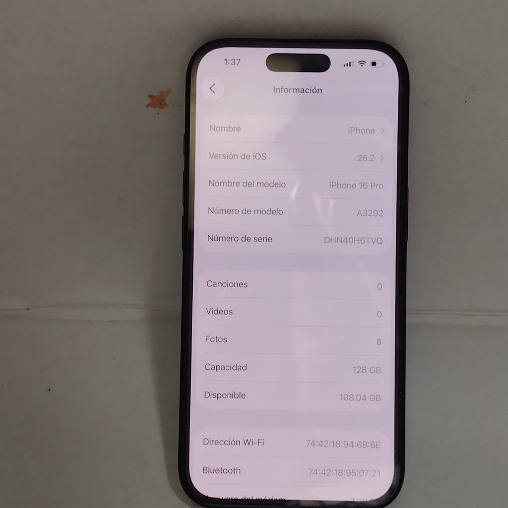 CELULAR APPLE IPHONE 16 PRO A3292 (2024) 128 GB 8 GB RAM (SEMINUEVO)