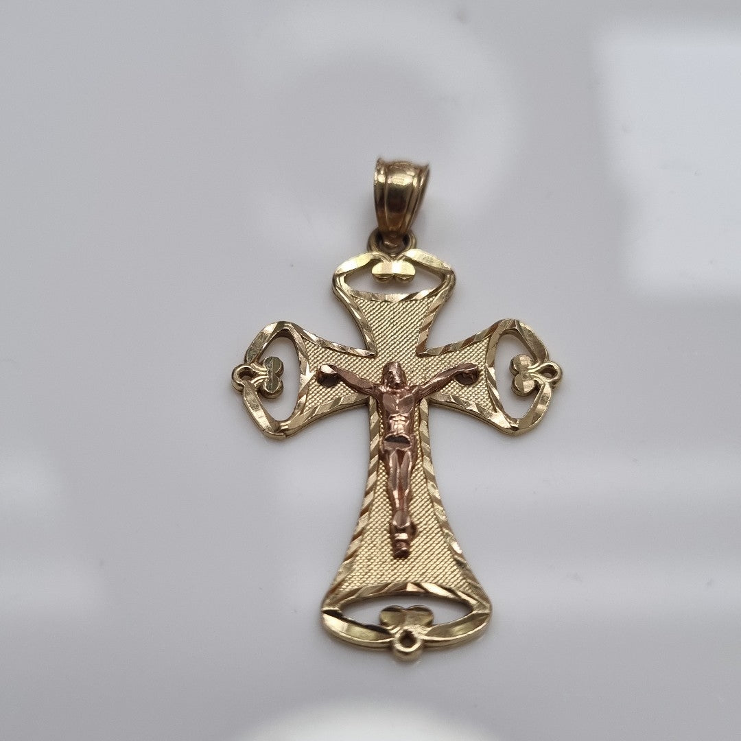 K1 2,40 GRMS 14 K ESPECIFICACIONES COMPLEMENTARIAS CRUZ GRECAS , 2 TONOS CRISTO (SEMINUEVO)