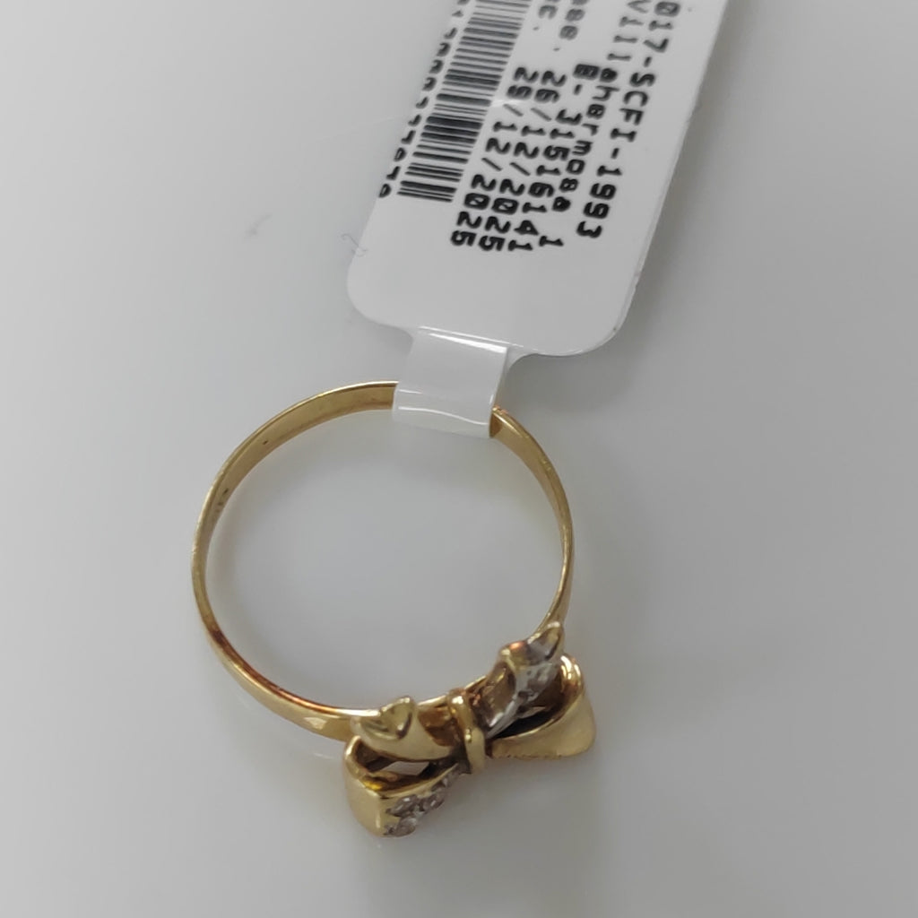 K1 2,30 GRMS 14 K ESPECIFICACIONES COMPLEMENTARIAS ANILLITO MOTIVO LAZO CON CIRC (SEMINUEVO)