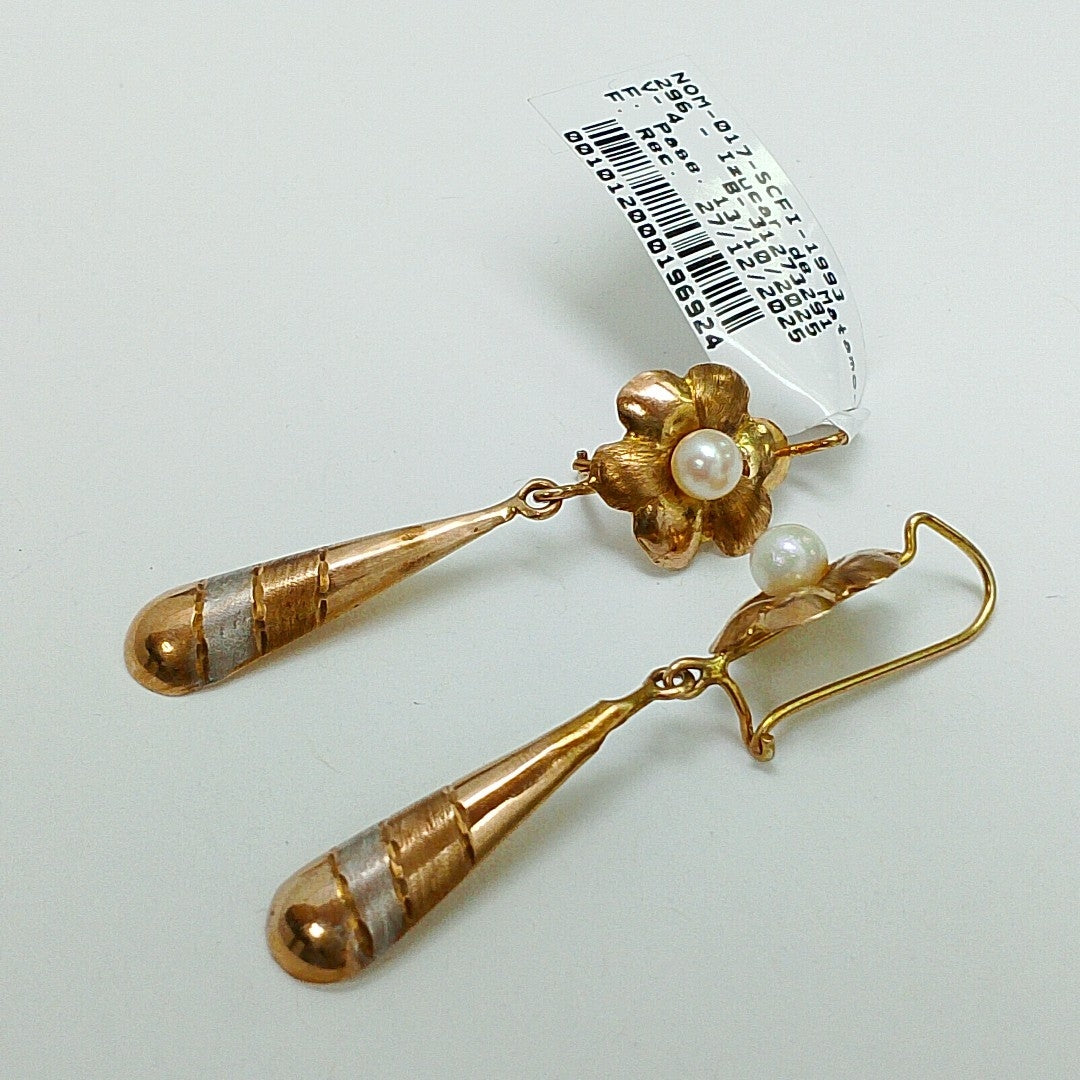 K1 3,00 GRMS 10 K ESPECIFICACIONES COMPLEMENTARIAS PAR DE ARETES DISEÑO GOTA REL (SEMINUEVO)