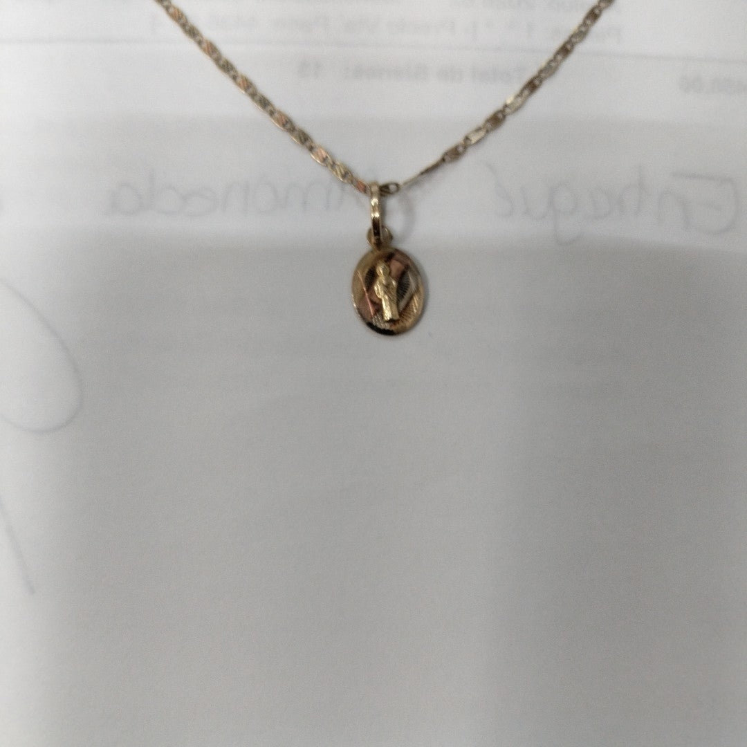 CADENA, MEDALLA RELIGIOSA ORO 10 K 1.6 GRMS (SEMINUEVO)