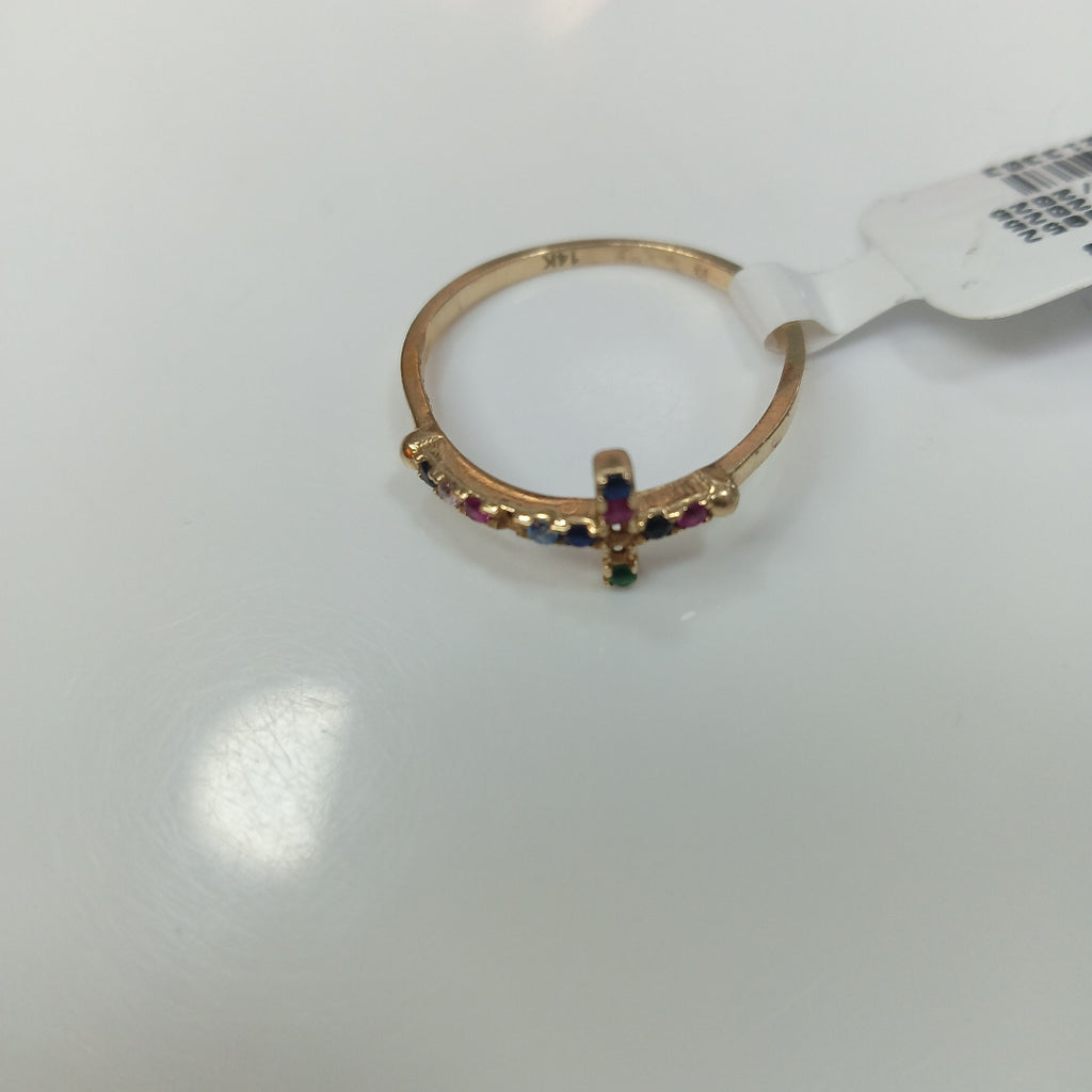 K1 1,50 GRMS 14 K ESPECIFICACIONES COMPLEMENTARIAS ANILLITO CON CRUZ PIEDRAS DE (SEMINUEVO)