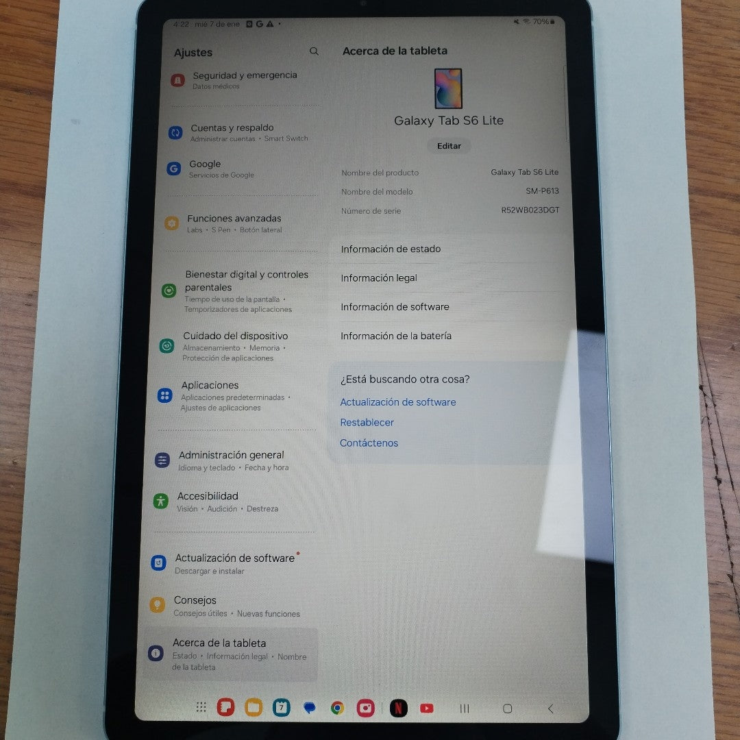 TABLETA SAMSUNG GALAXY TAB S6 LITE SM-P613 128 GB 4 GB RAM (SEMINUEVO)