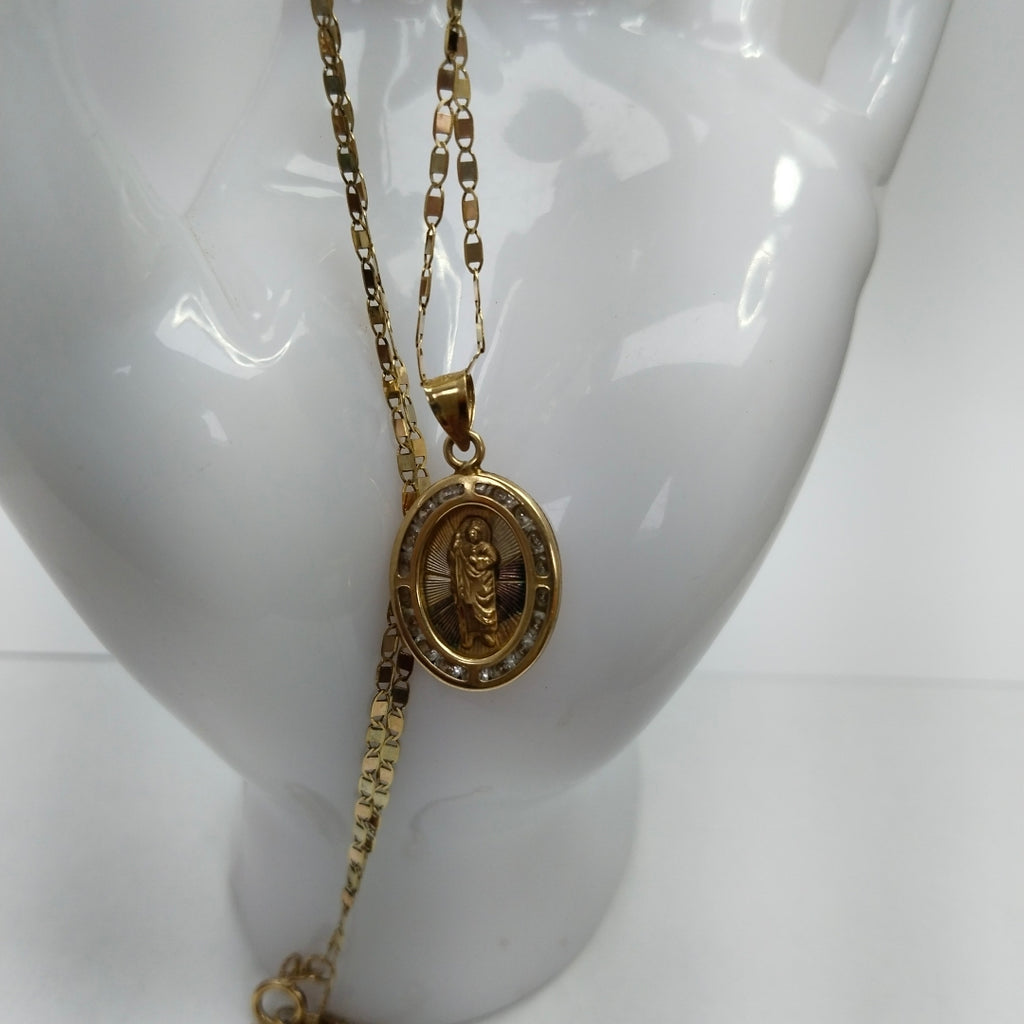 CADENA, MEDALLA RELIGIOSA ORO 10 K 2.9 GRMS (SEMINUEVO)