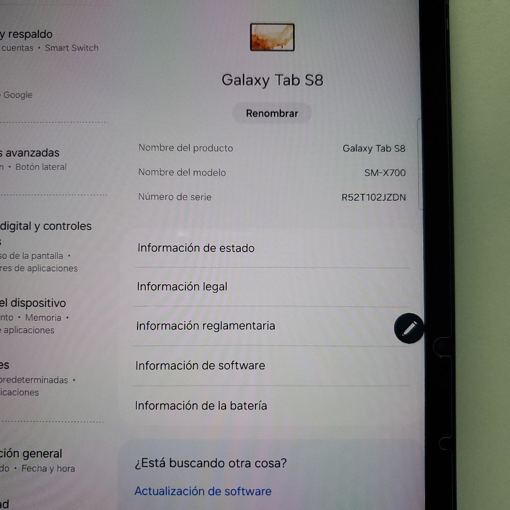 TABLETA SAMSUNG GALAXY TAB S8 SM-X700 128 GB 8 GB RAM (SEMINUEVO)