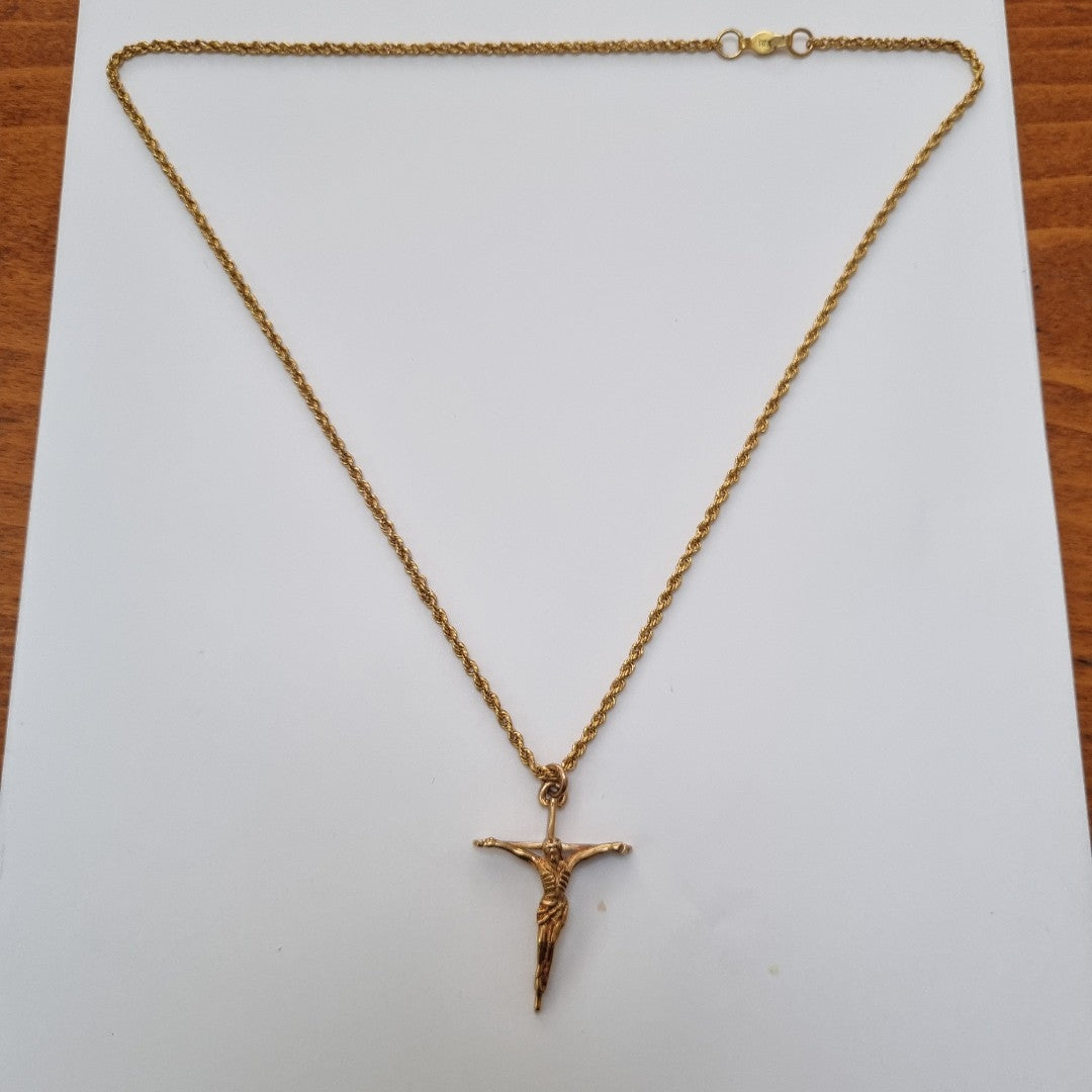 K1 20,10 GRMS 14 K ESPECIFICACIONES COMPLEMENTARIAS CADENA TORZAL CON CRISTO, C (SEMINUEVO)