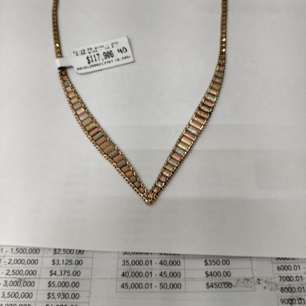 K1 18,50 GRMS 14 K ESPECIFICACIONES COMPLEMENTARIAS GARGANTILLA BOLEADO DE TRES (SEMINUEVO)