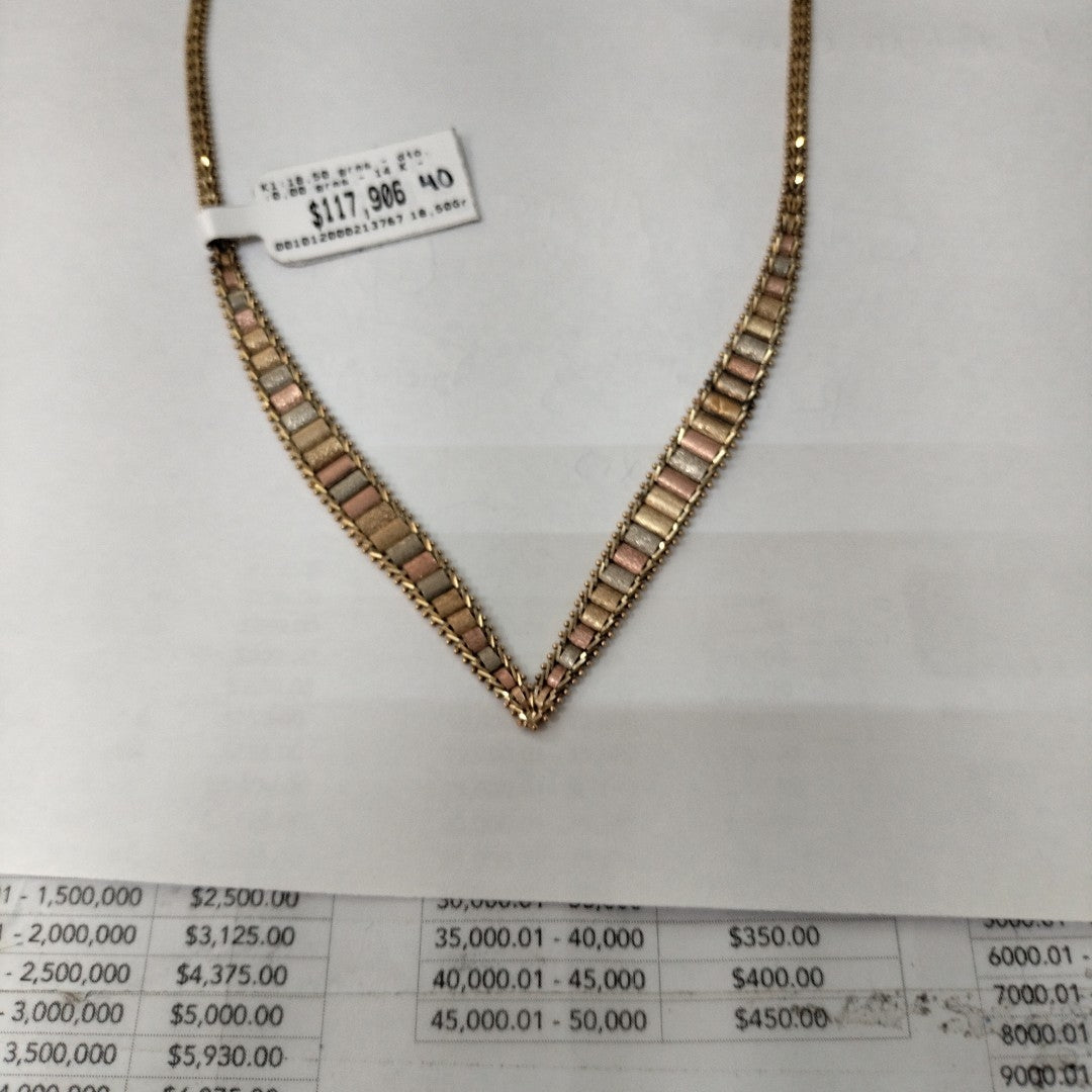 K1 18,50 GRMS 14 K ESPECIFICACIONES COMPLEMENTARIAS GARGANTILLA BOLEADO DE TRES (SEMINUEVO)