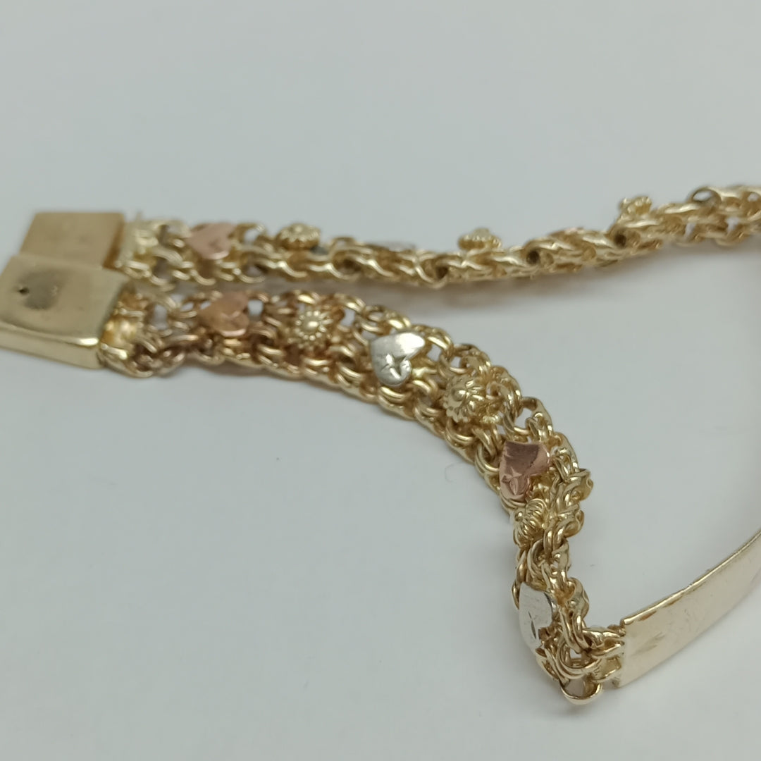 K1 13,00 GRMS 14 K ESPECIFICACIONES COMPLEMENTARIAS ESCLAVA CON DETALLE EN EL P (SEMINUEVO)