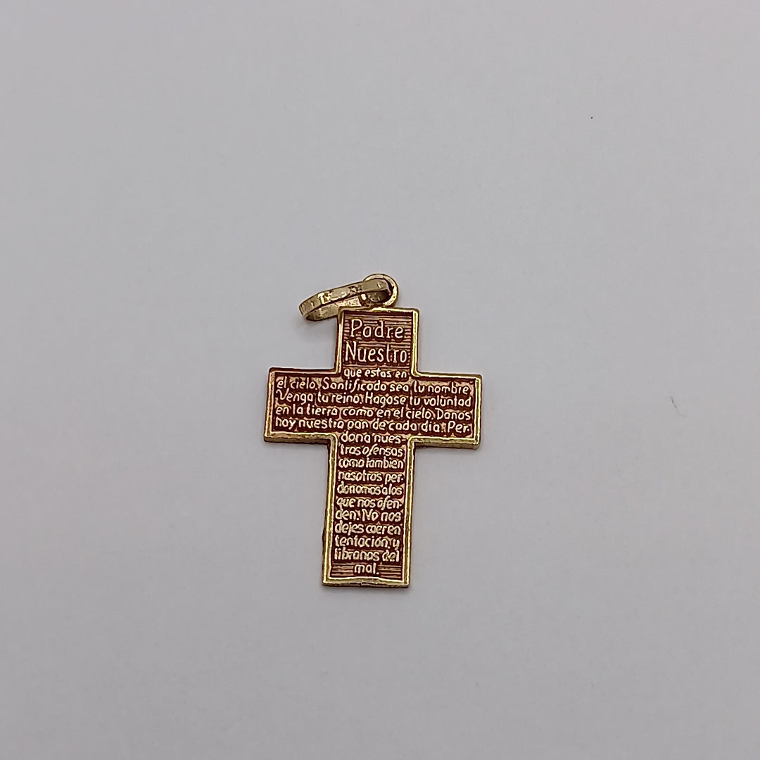 K1 1,30 GRMS 10 K ESPECIFICACIONES COMPLEMENTARIAS DIJE DE CRUZ CON PADRE NUESTR (SEMINUEVO)