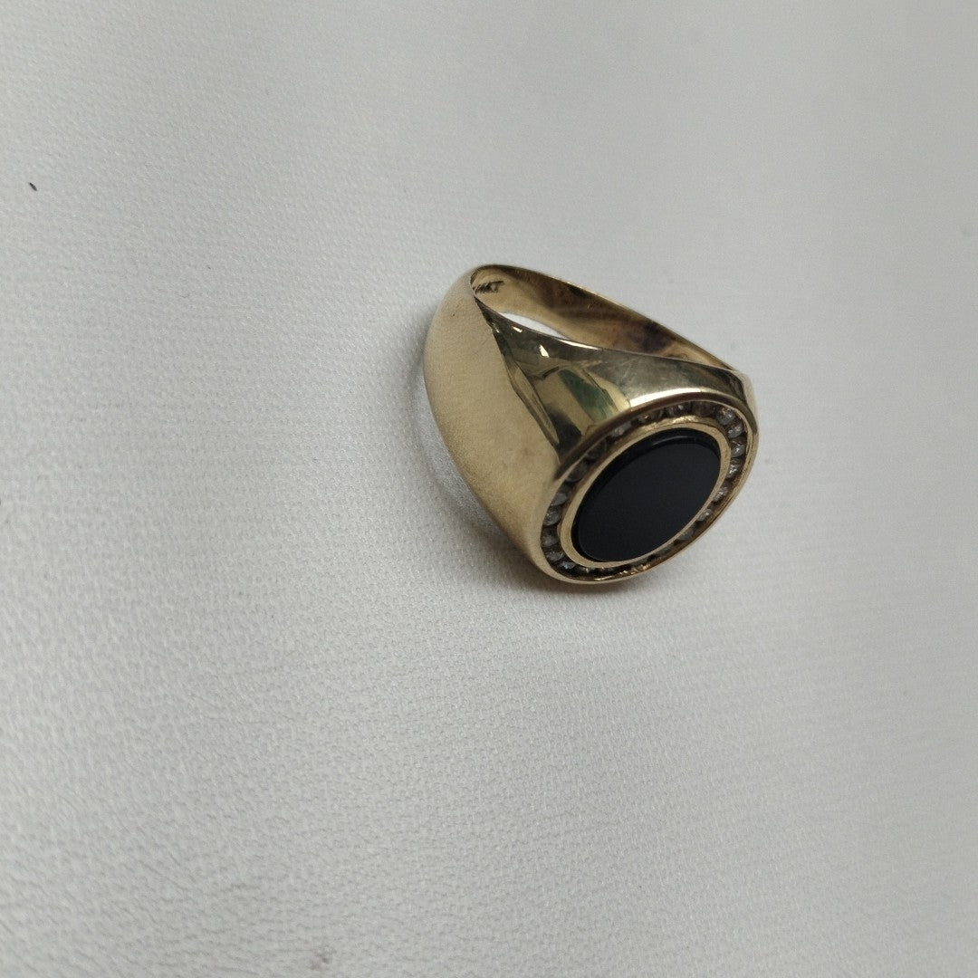 K1 9,50 GRMS 14 K ESPECIFICACIONES COMPLEMENTARIAS ANILLO PIEDRA NEGRA VENDIBLE (SEMINUEVO)