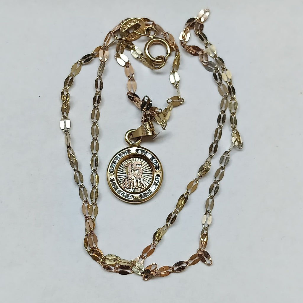 CADENA, MEDALLA CONMEMORATIVA ORO 10 K 1.5 GRMS (SEMINUEVO)