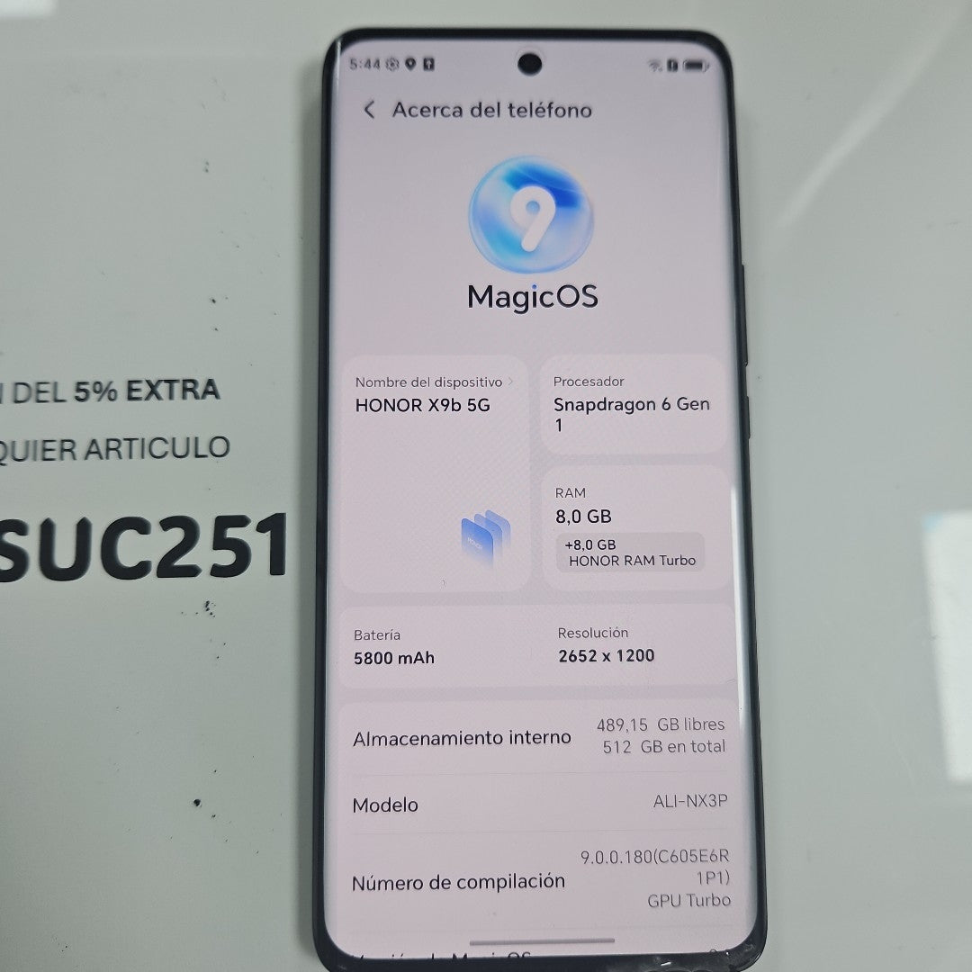 CELULAR HONOR X9B 5G ALI-NX3P 512 GB 8 GB RAM (SEMINUEVO)