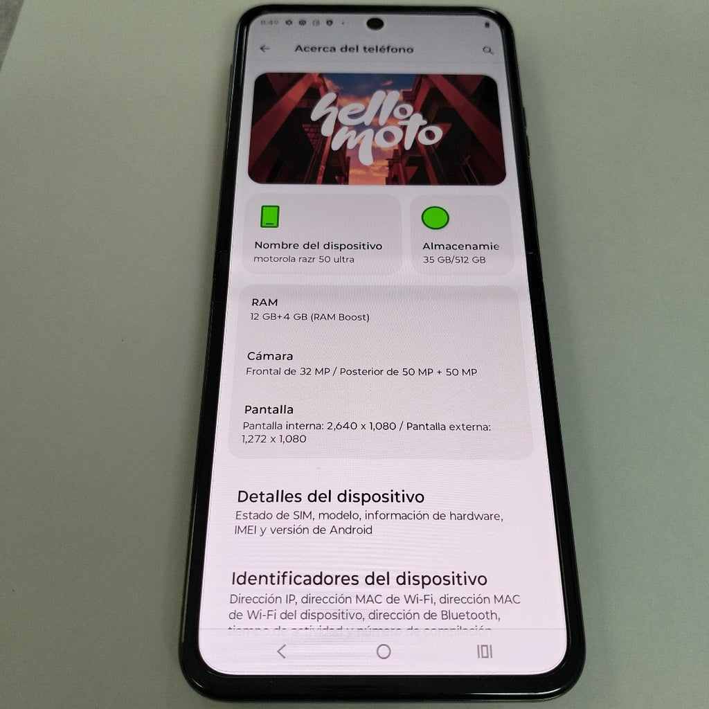 CELULAR MOTOROLA RAZR 50 ULTRA XT2451-3 (2024) 512 GB 12 GB RAM (SEMINUEVO)