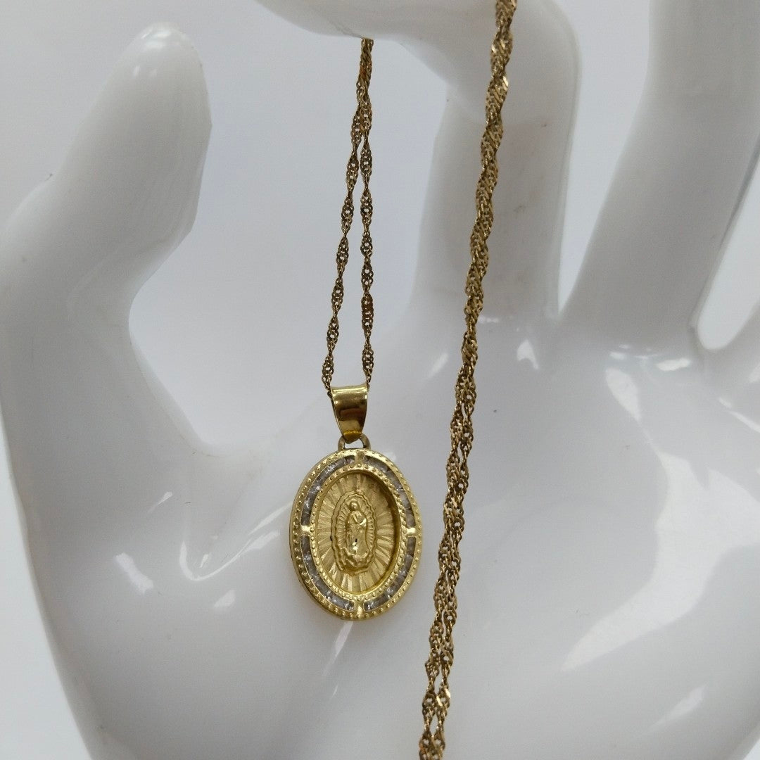 CADENA, MEDALLA RELIGIOSA ORO 10 K 2.3 GRMS (SEMINUEVO)