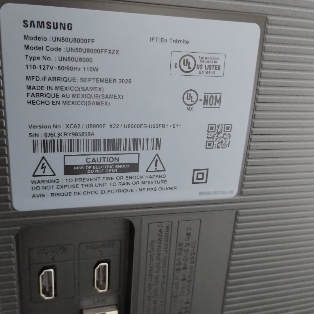 PANTALLA SAMSUNG UN50U8000FF (2025) 50" LED 4K (SEMINUEVO)