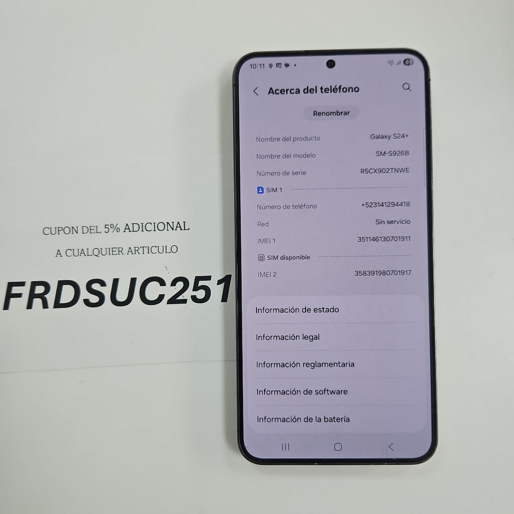 CELULAR SAMSUNG GALAXY S24 + SM-S926B (2024) 512 GB 12 GB RAM (SEMINUEVO)