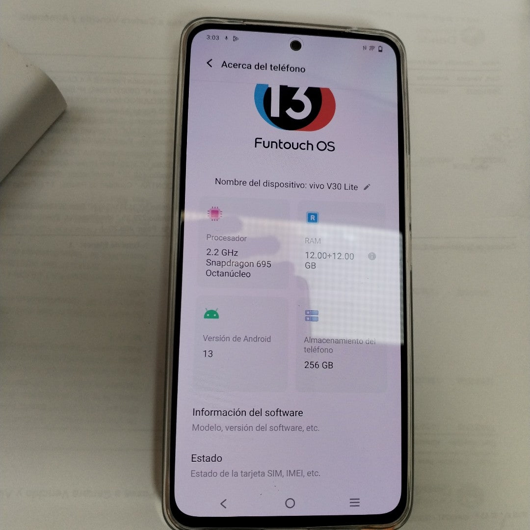 CELULAR VIVO V30 LITE V2314 (2023) 256 GB 12 GB RAM (SEMINUEVO)