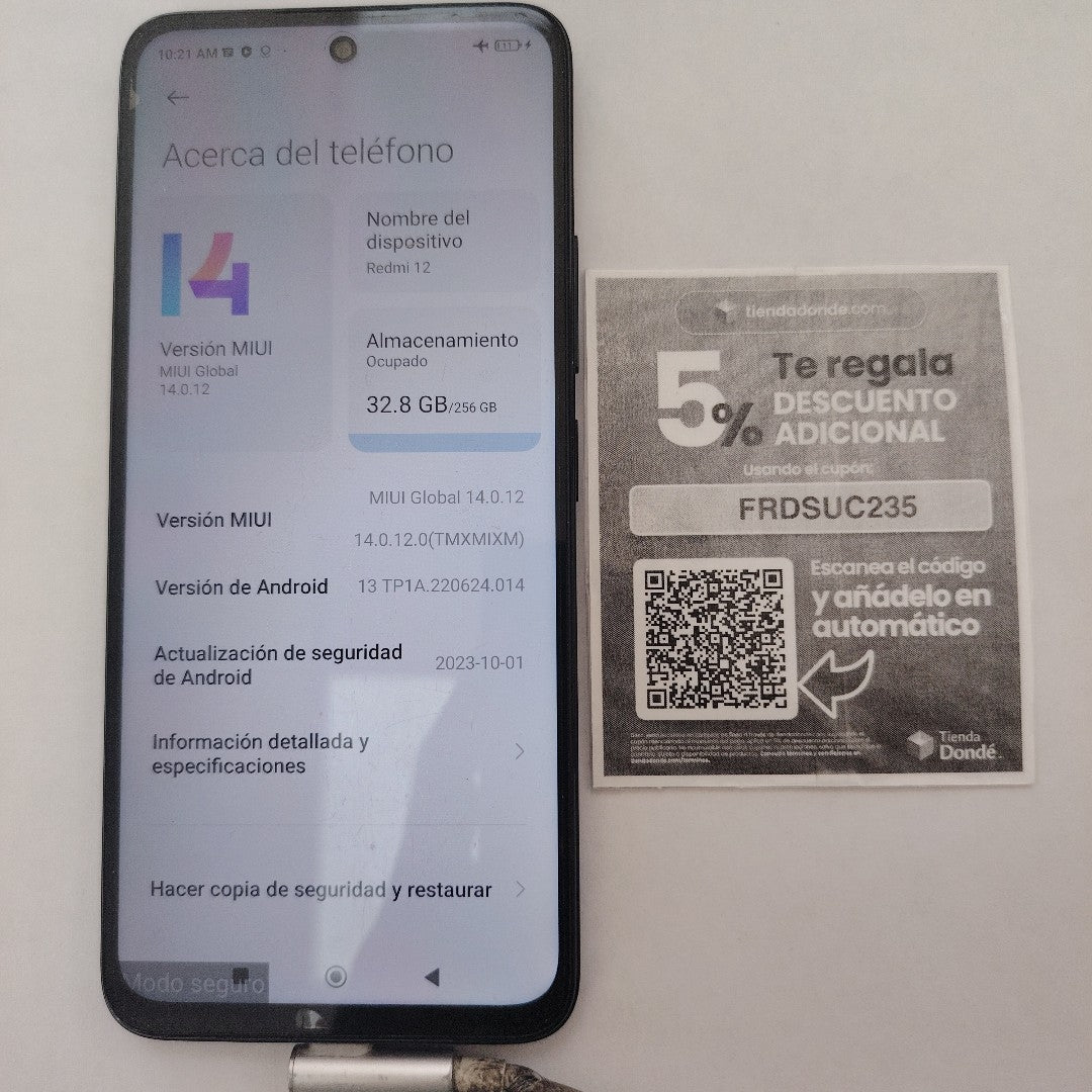 CELULAR XIAOMI REDMI 12 23053RN02L 256 GB 8 GB RAM (SEMINUEVO)