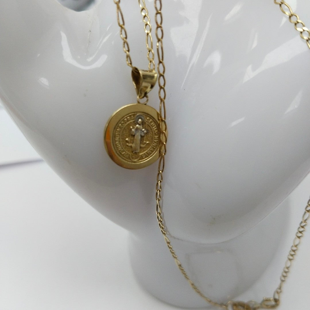 CADENA, MEDALLA RELIGIOSA ORO 10 K 2.6 GRMS (SEMINUEVO)
