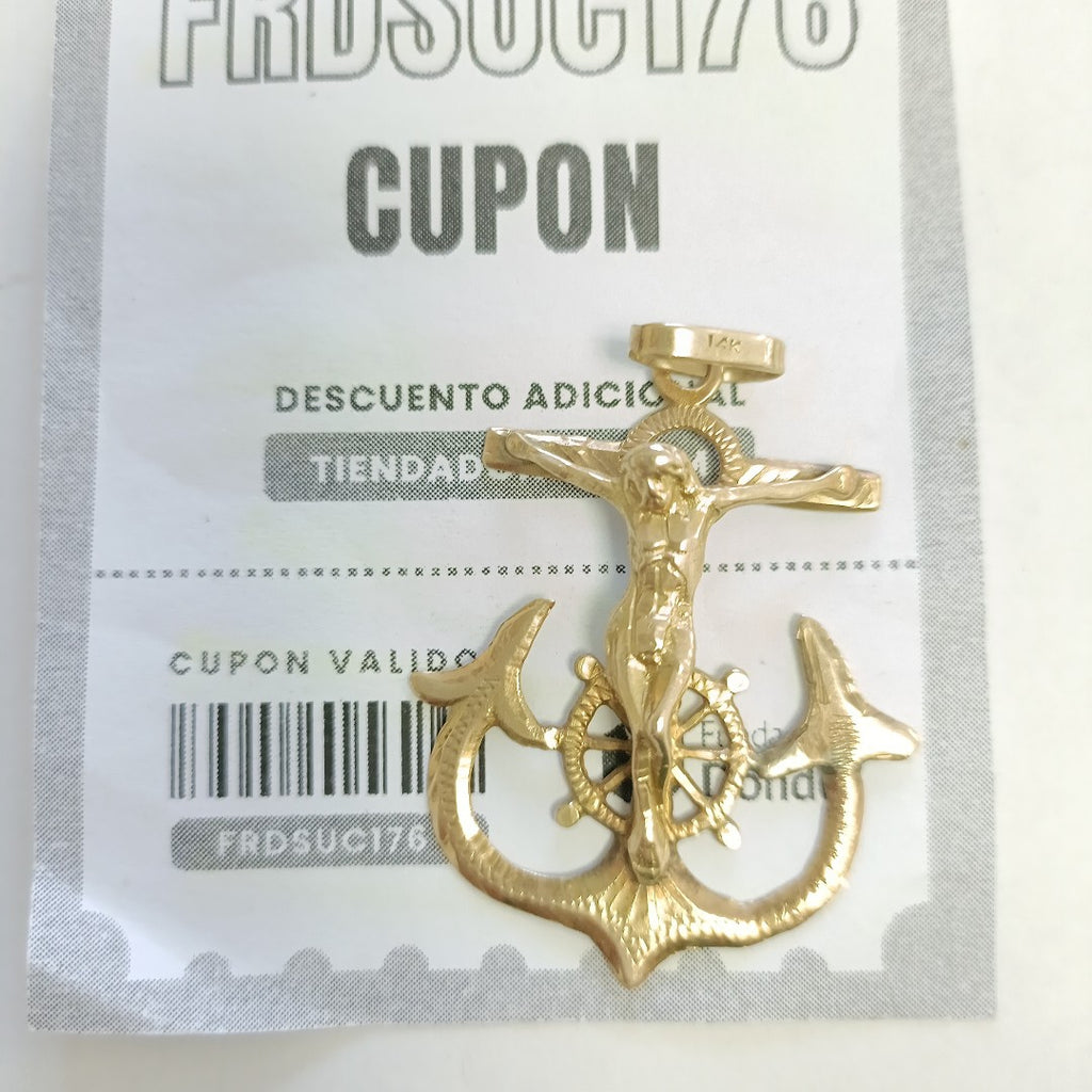 CRISTO EN ANCLA ORO 14 K 4.8 GRMS (SEMINUEVO)