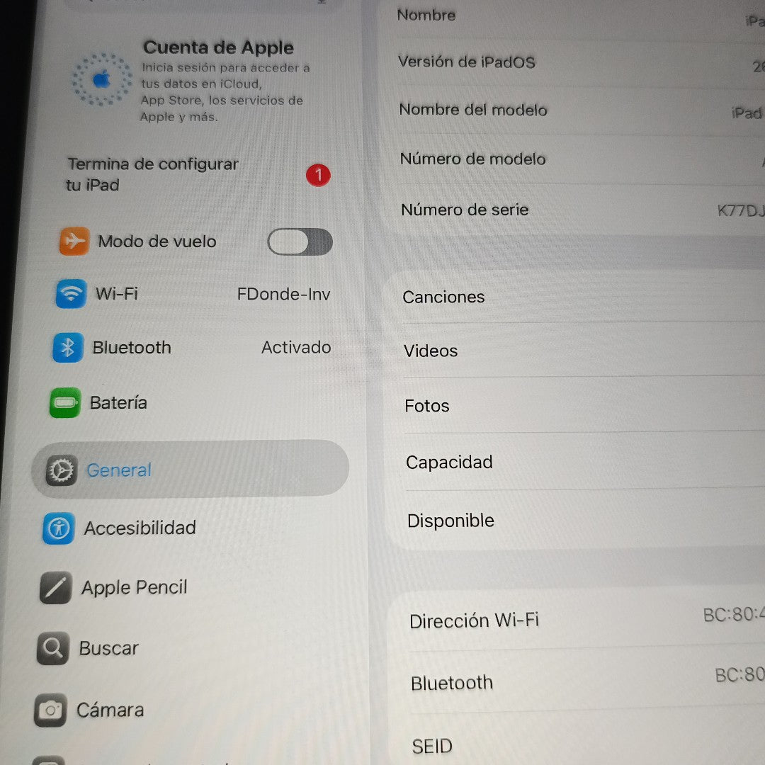 TABLETA APPLE IPAD A16 A3354 (2025) 128 GB 6 GB RAM (SEMINUEVO)