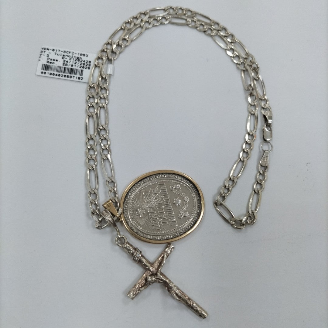 CADENA, MEDALLA RELIGIOSA ORO, PLATA 14 K 3 GRMS (SEMINUEVO)