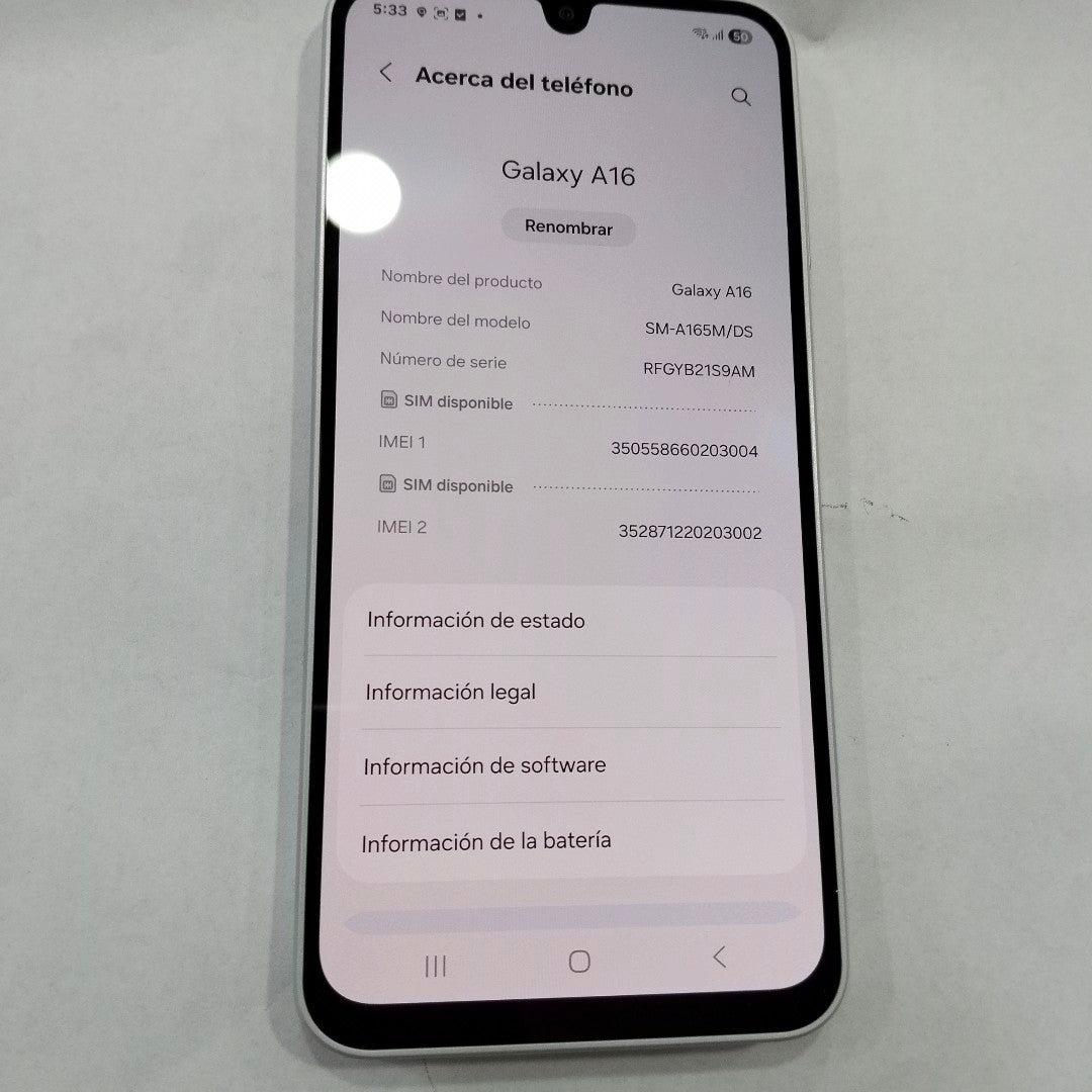 CELULAR SAMSUNG GALAXY A16 SM-A165M (2024) 128 GB 4 GB RAM (SEMINUEVO)