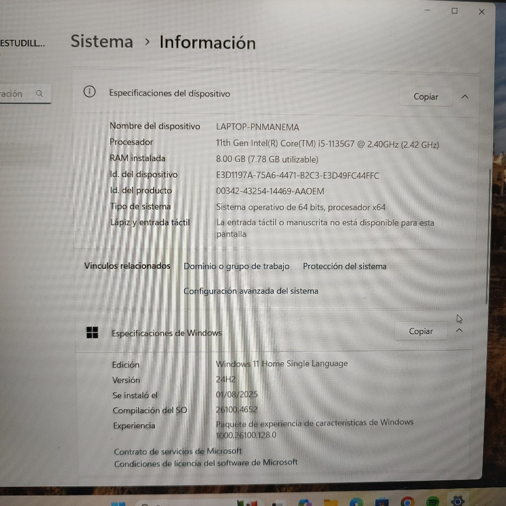 LAPTOP ACER ASPIRE 5 A515-57T-373L (2022) 256 GB SSD 8 GB RAM (SEMINUEVO)