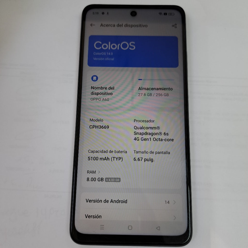 CELULAR OPPO  A60 CPH3669 256 GB 8 GB RAM (SEMINUEVO)
