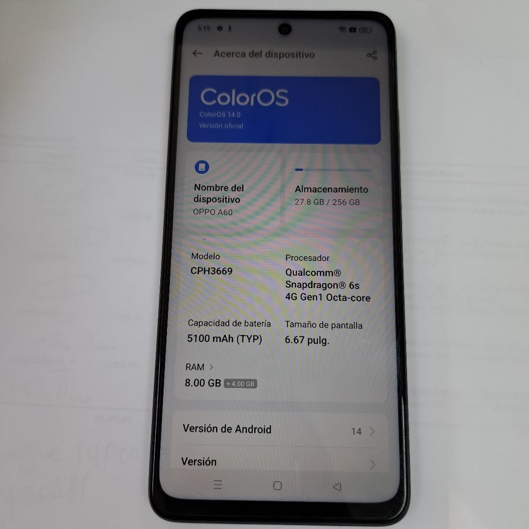 CELULAR OPPO  A60 CPH3669 256 GB 8 GB RAM (SEMINUEVO)