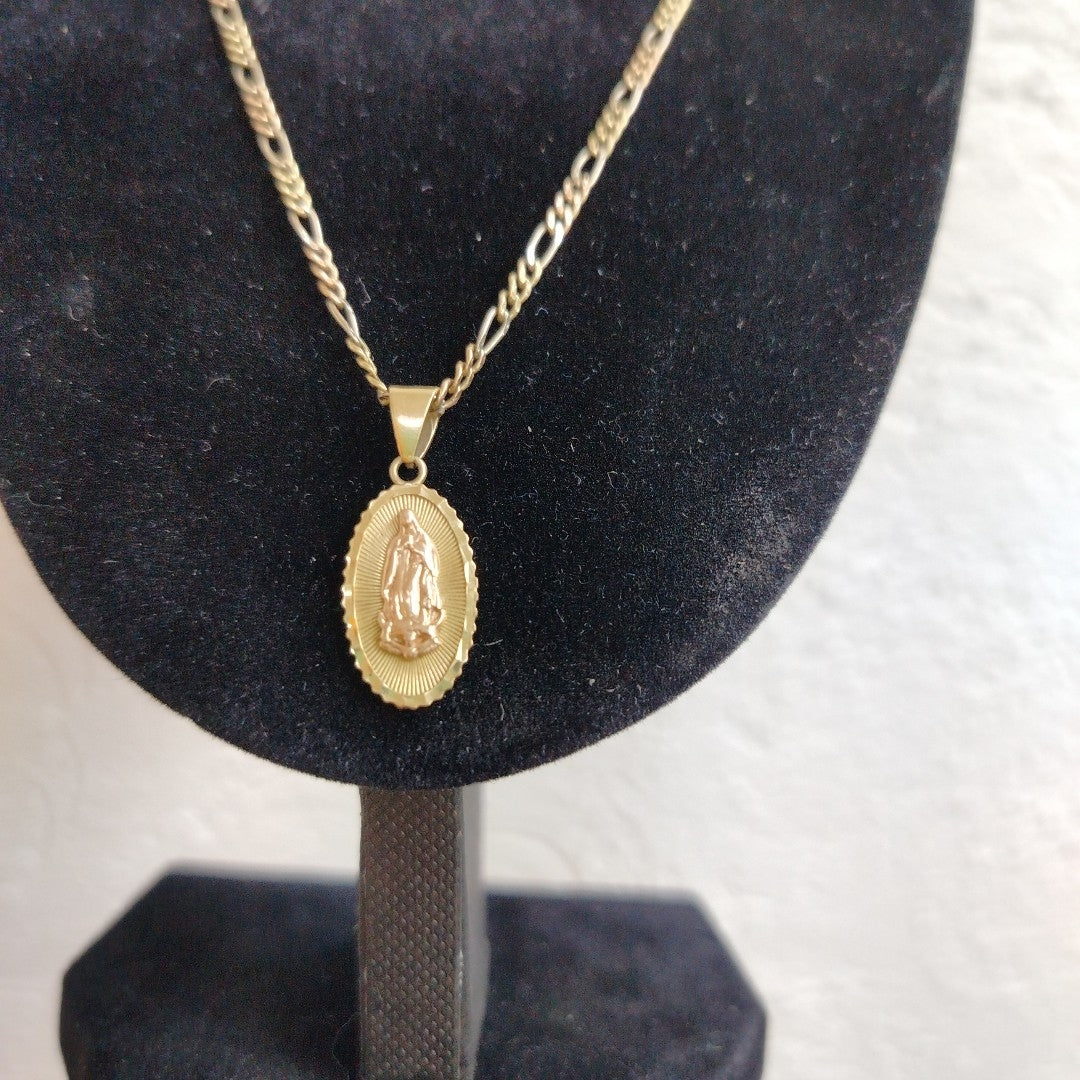 CADENA,MEDALLA RELIGIOSA ORO COMBINADO 14 K 6,60 GRMS (SEMINUEVO)