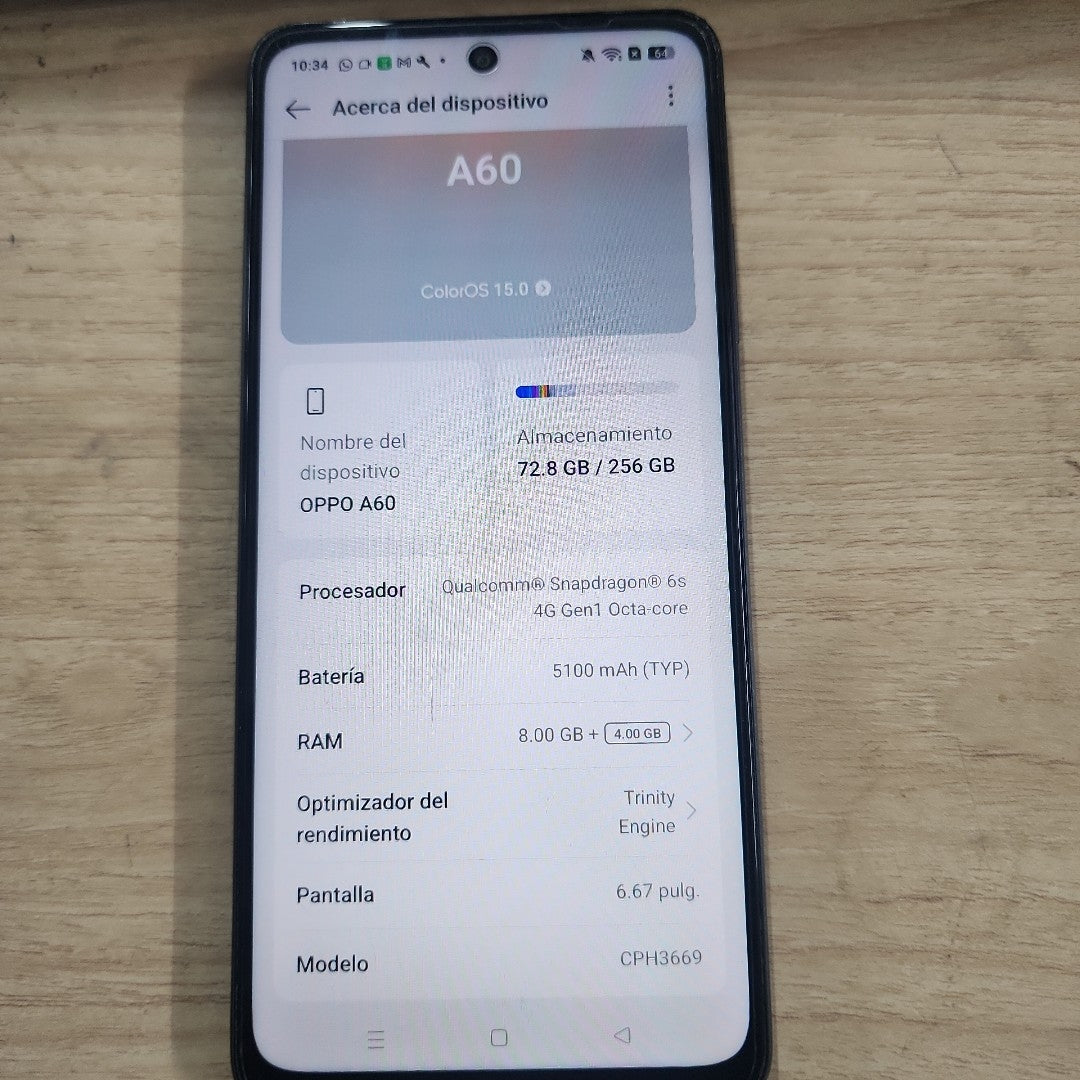 CELULAR OPPO  A60 CPH3669 256 GB 8 GB RAM (SEMINUEVO)