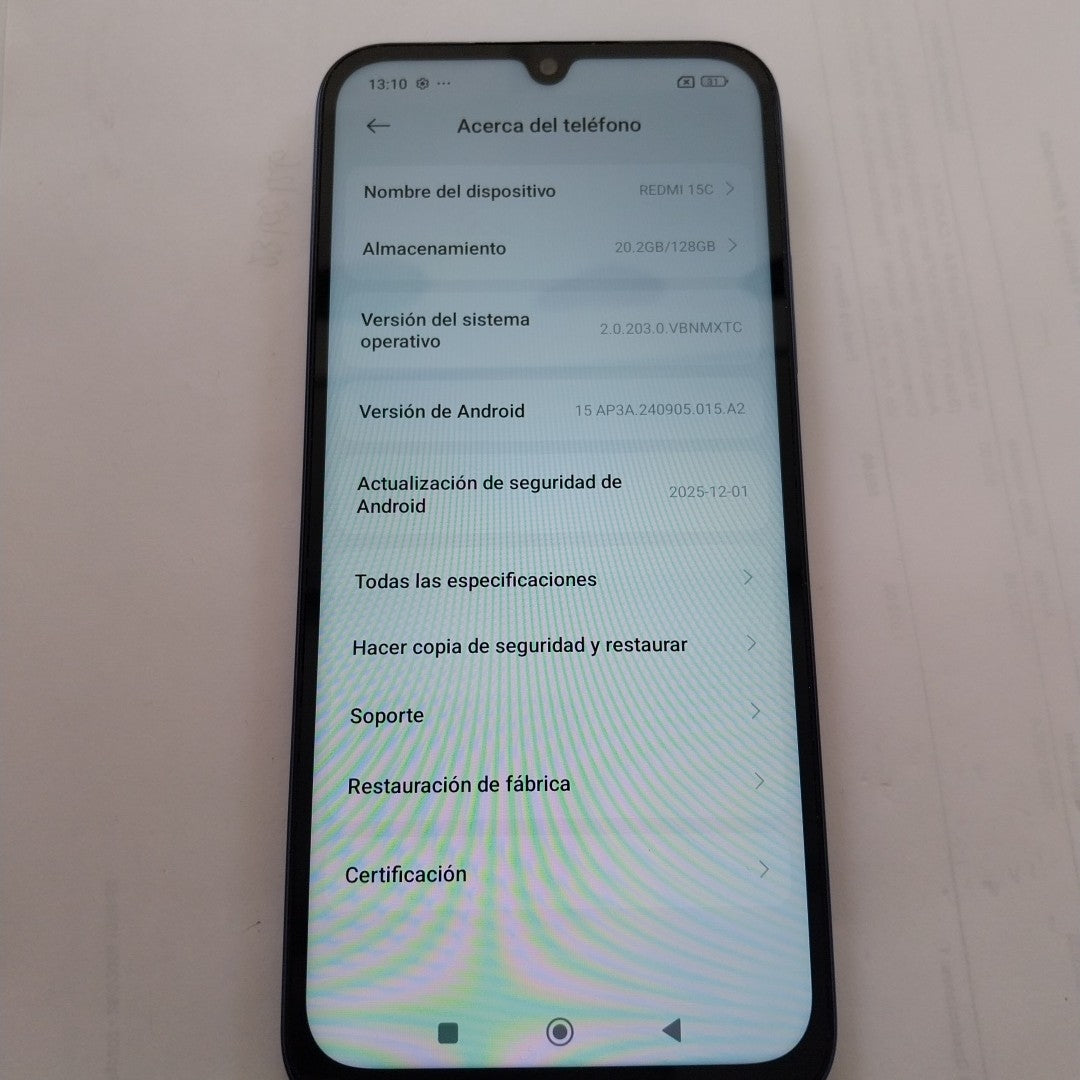 CELULAR XIAOMI REDMI 15C 25078RA3EL (2025) 128 GB SSD 4 GB RAM (SEMINUEVO)